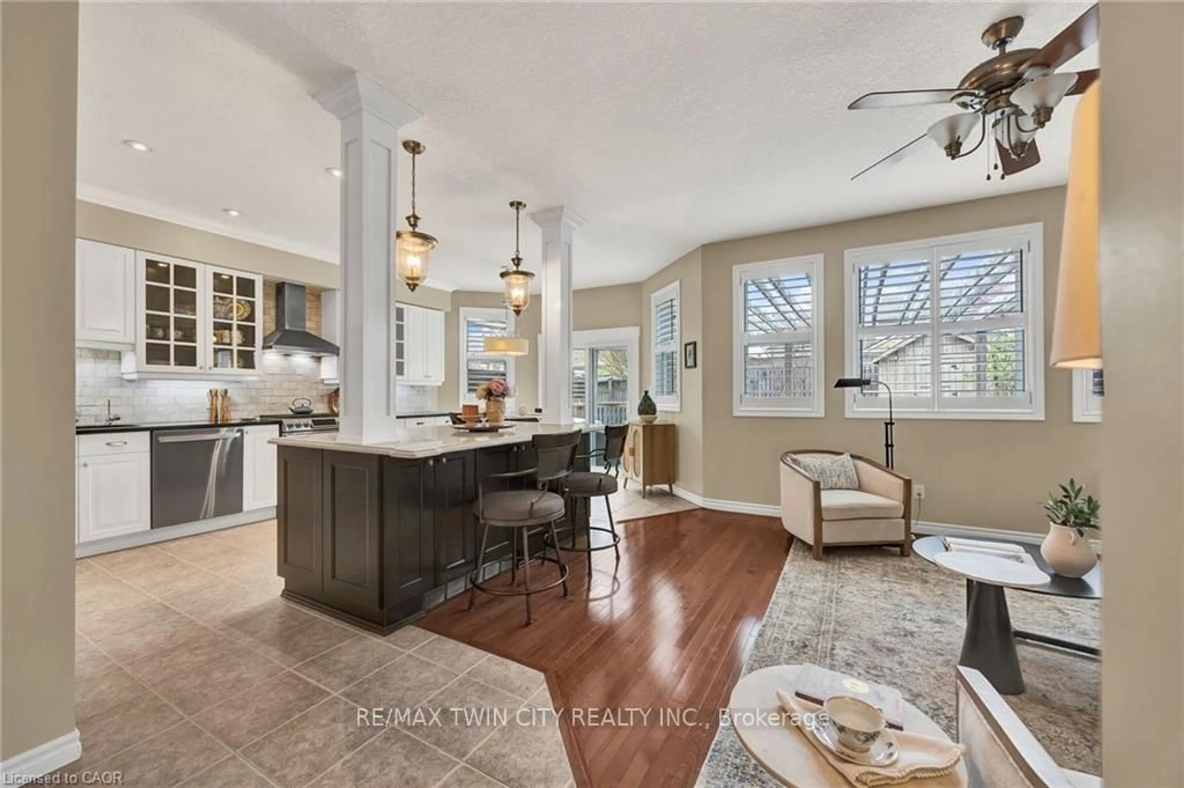 Open concept kitchen, ceramic/tile floor for 835 Brandenburg Blvd, Waterloo Ontario N2T 2X3