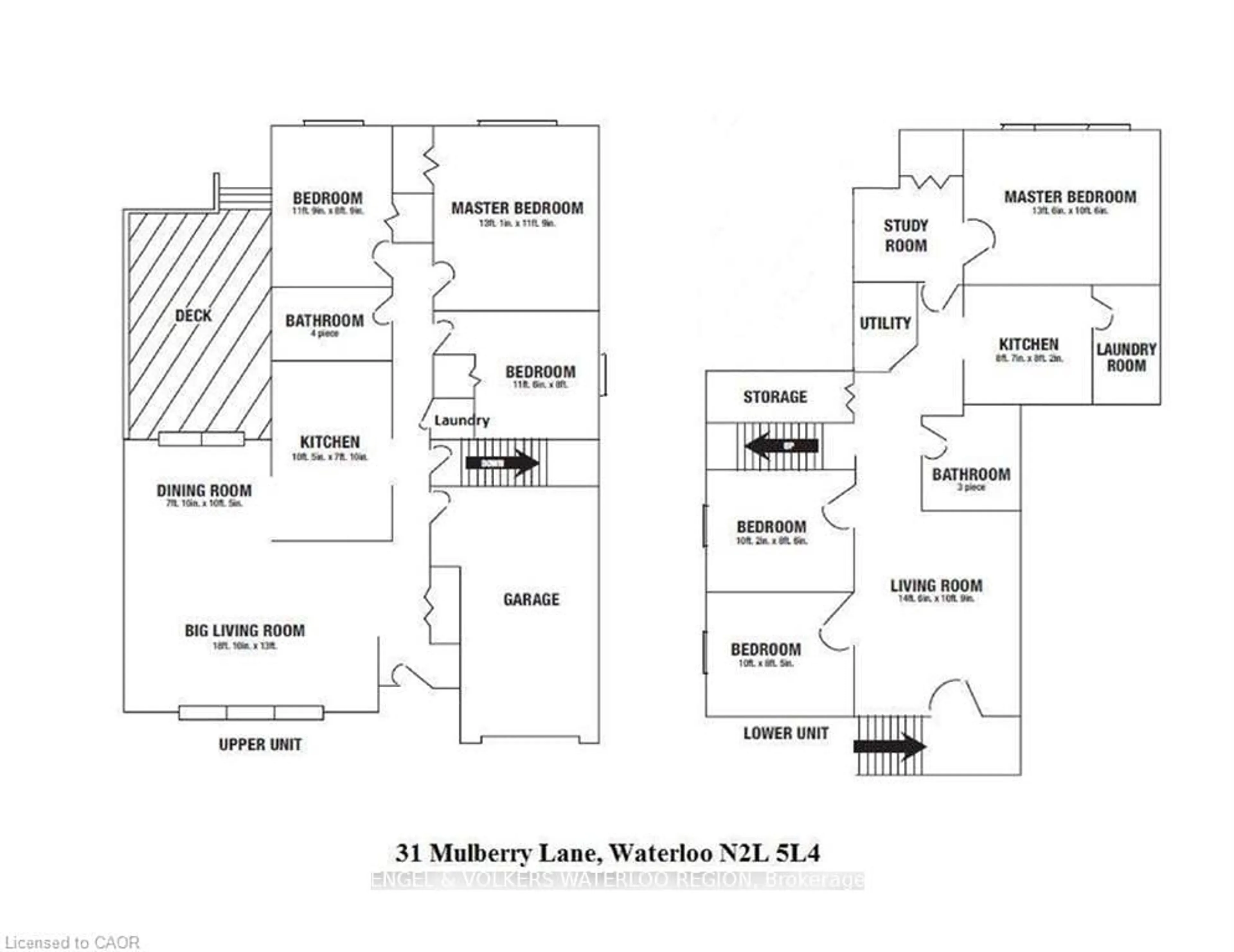 Floor plan for 31 Mulberry Lane, Waterloo Ontario N2L 5L4