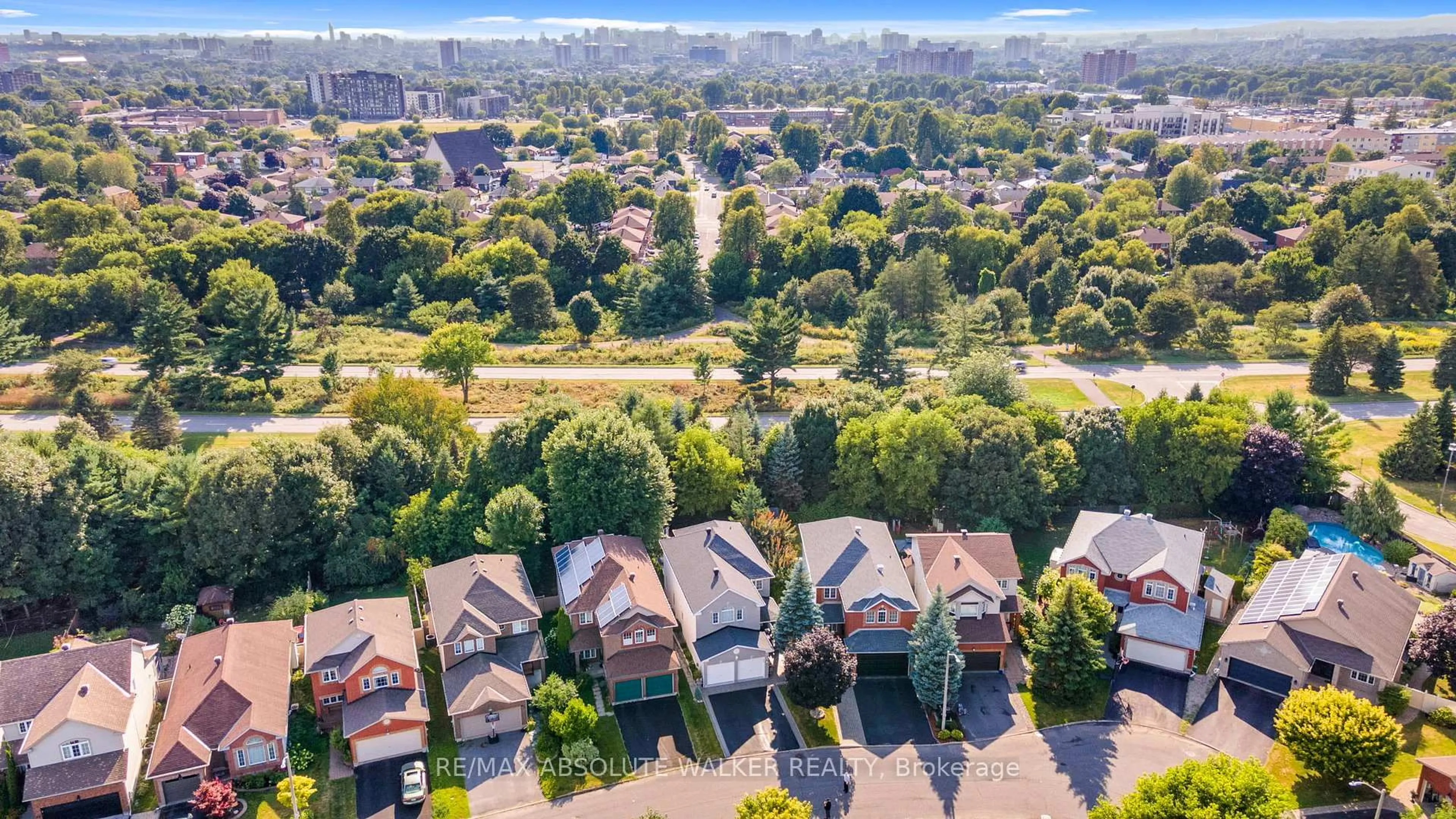 A pic from outside/outdoor area/front of a property/back of a property/a pic from drone, water/lake/river/ocean view for 51 Borealis Cres, Ottawa Ontario K1K 4T5