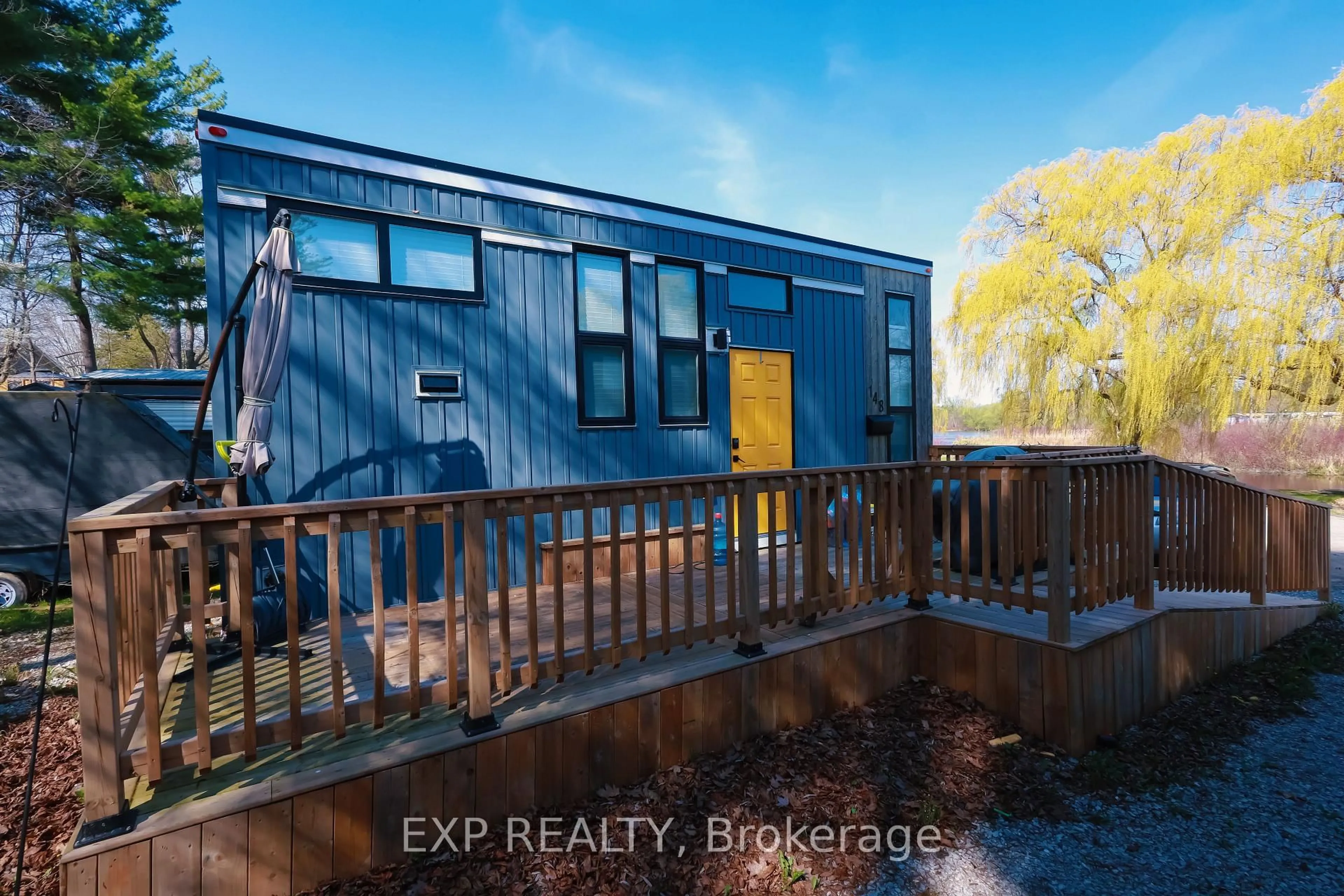 A pic from outside/outdoor area/front of a property/back of a property/a pic from drone, water/lake/river/ocean view for 99 Fourth Concession Rd #148, Brant Ontario N0E 1A0