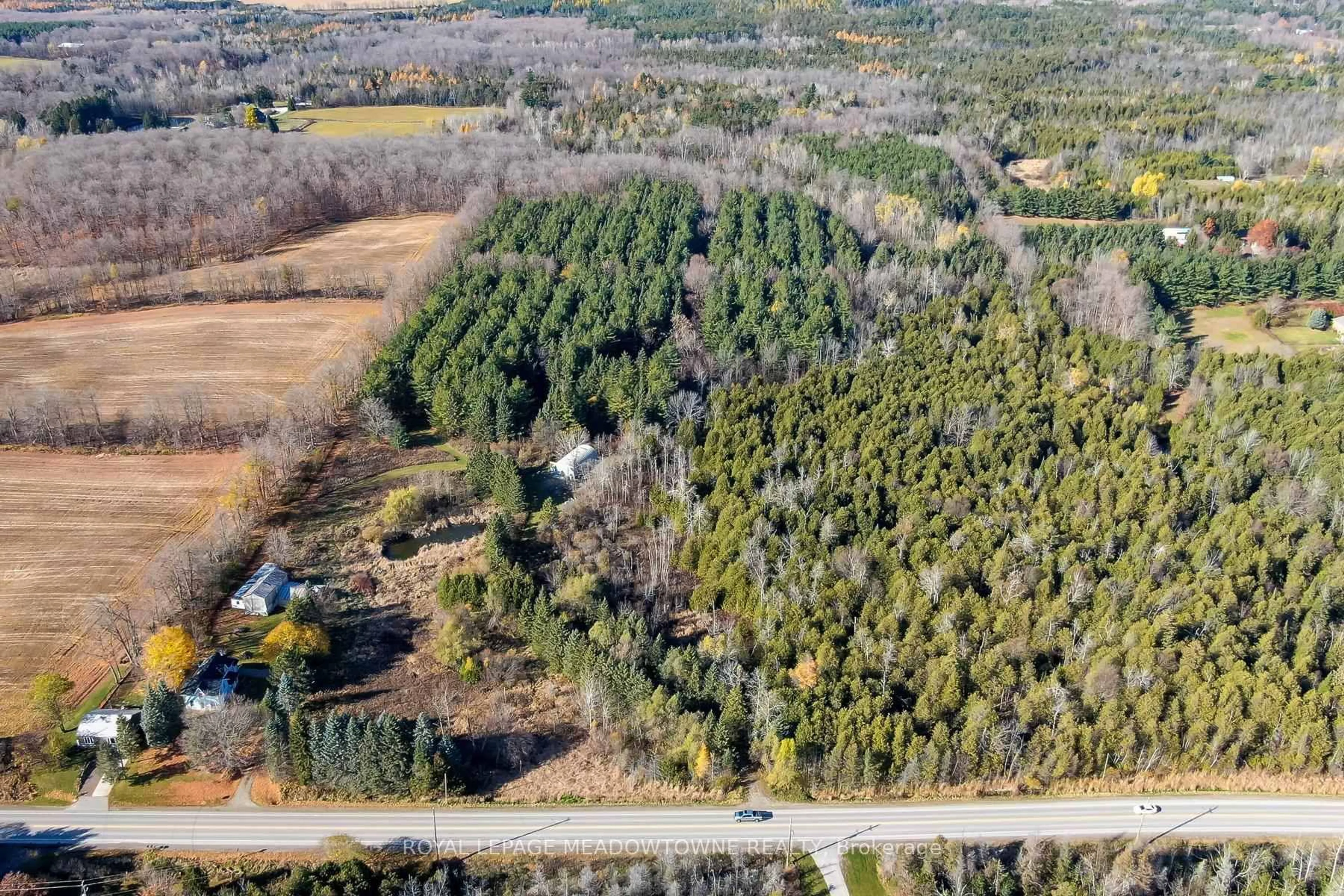 A pic from outside/outdoor area/front of a property/back of a property/a pic from drone, forest/trees view for 9328 Wellington Rd 50 Rd, Erin Ontario N0B 1T0