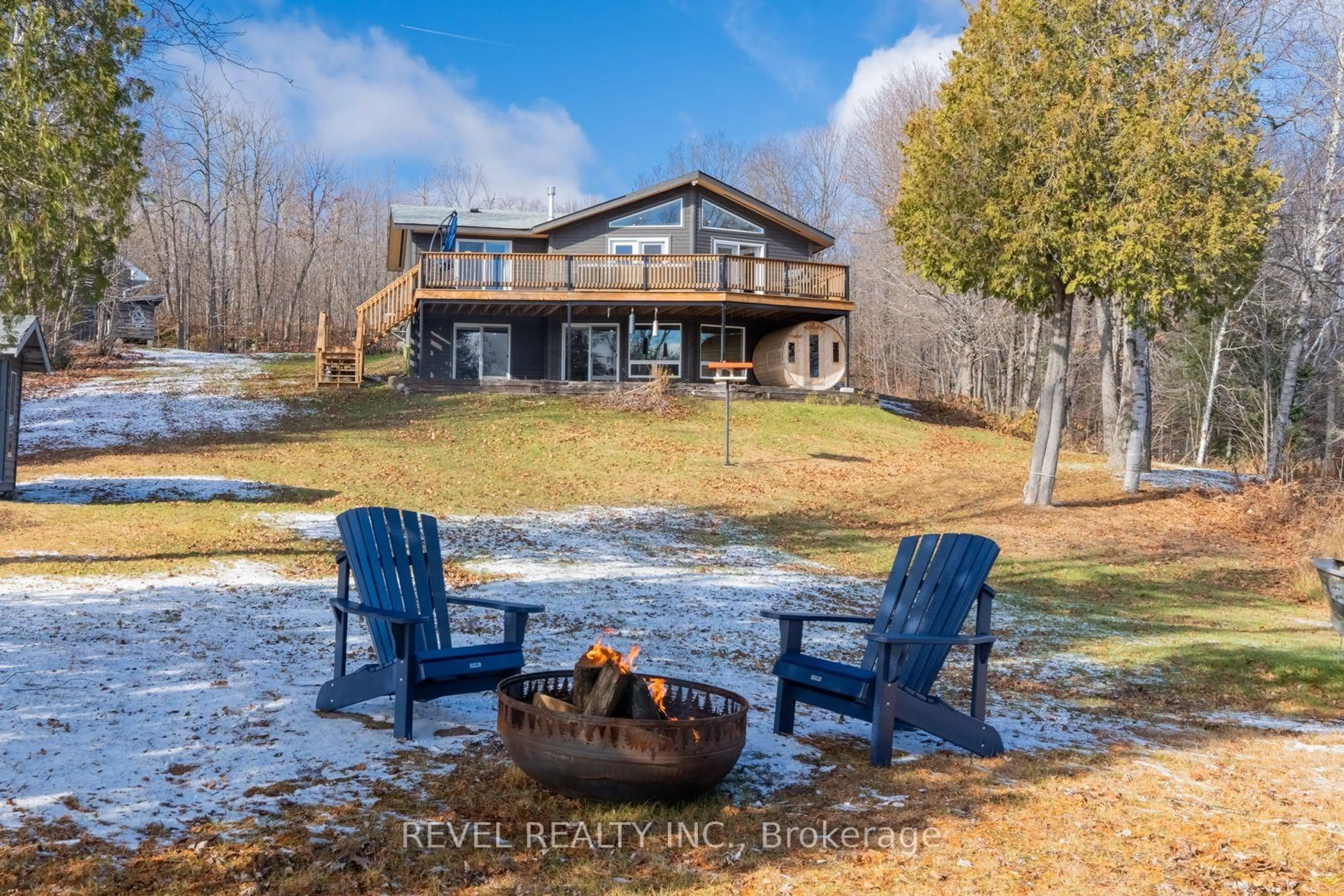 A pic from outside/outdoor area/front of a property/back of a property/a pic from drone, water/lake/river/ocean view for 300 Green Lane, Whitestone Ontario P0A 1G0