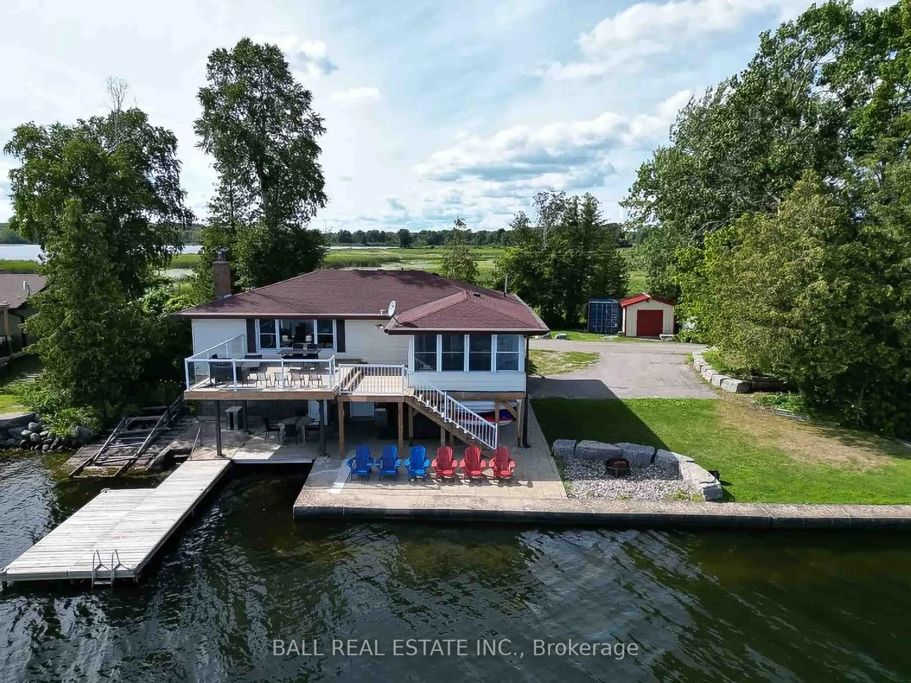 A pic from outside/outdoor area/front of a property/back of a property/a pic from drone, water/lake/river/ocean view for 169 Fells Point Rd, Kawartha Lakes Ontario K0M 1N0