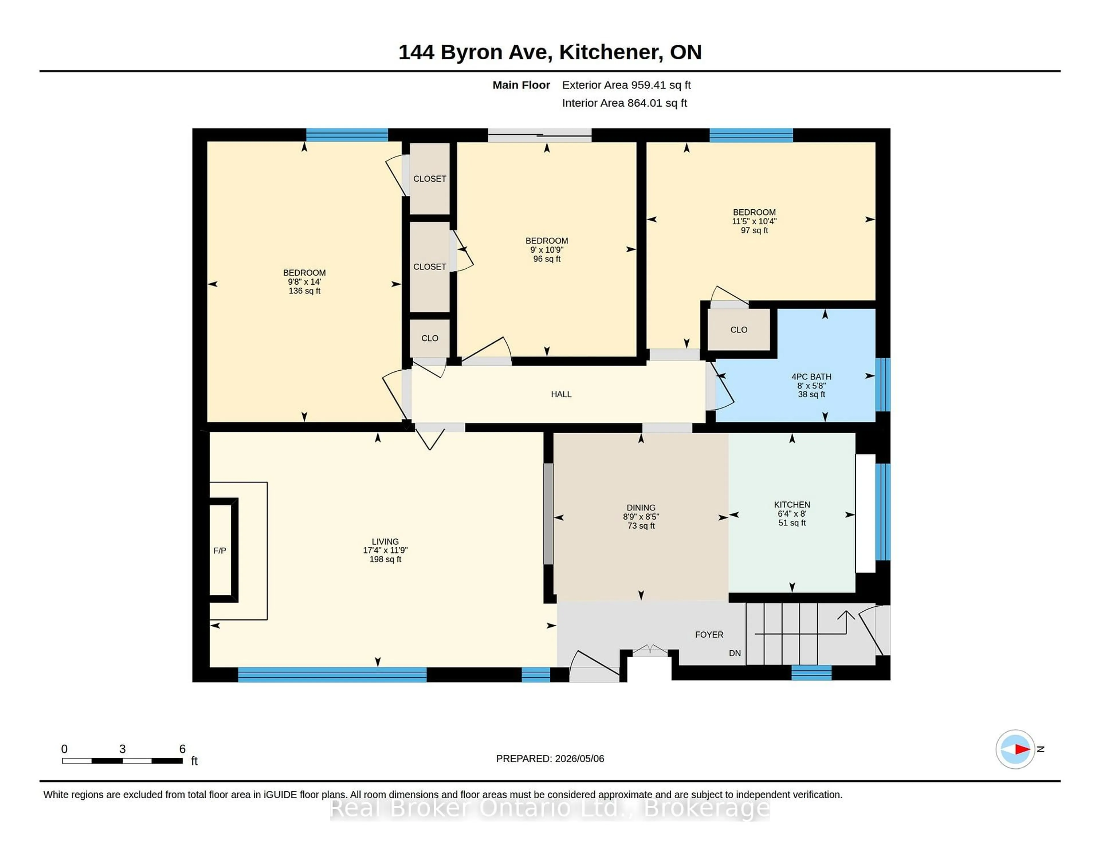Floor plan for 144 Byron Ave, Kitchener Ontario N2C 1Z8