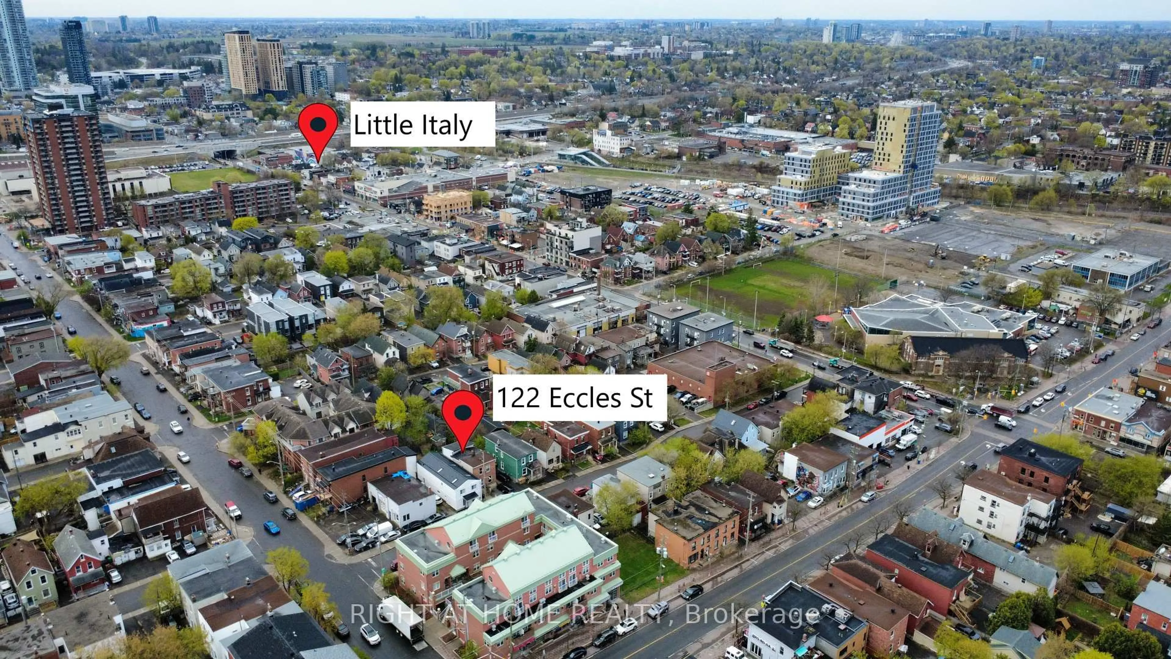 A pic from outside/outdoor area/front of a property/back of a property/a pic from drone, city buildings view from balcony for 122 Eccles St, Ottawa Ontario K1R 6S8