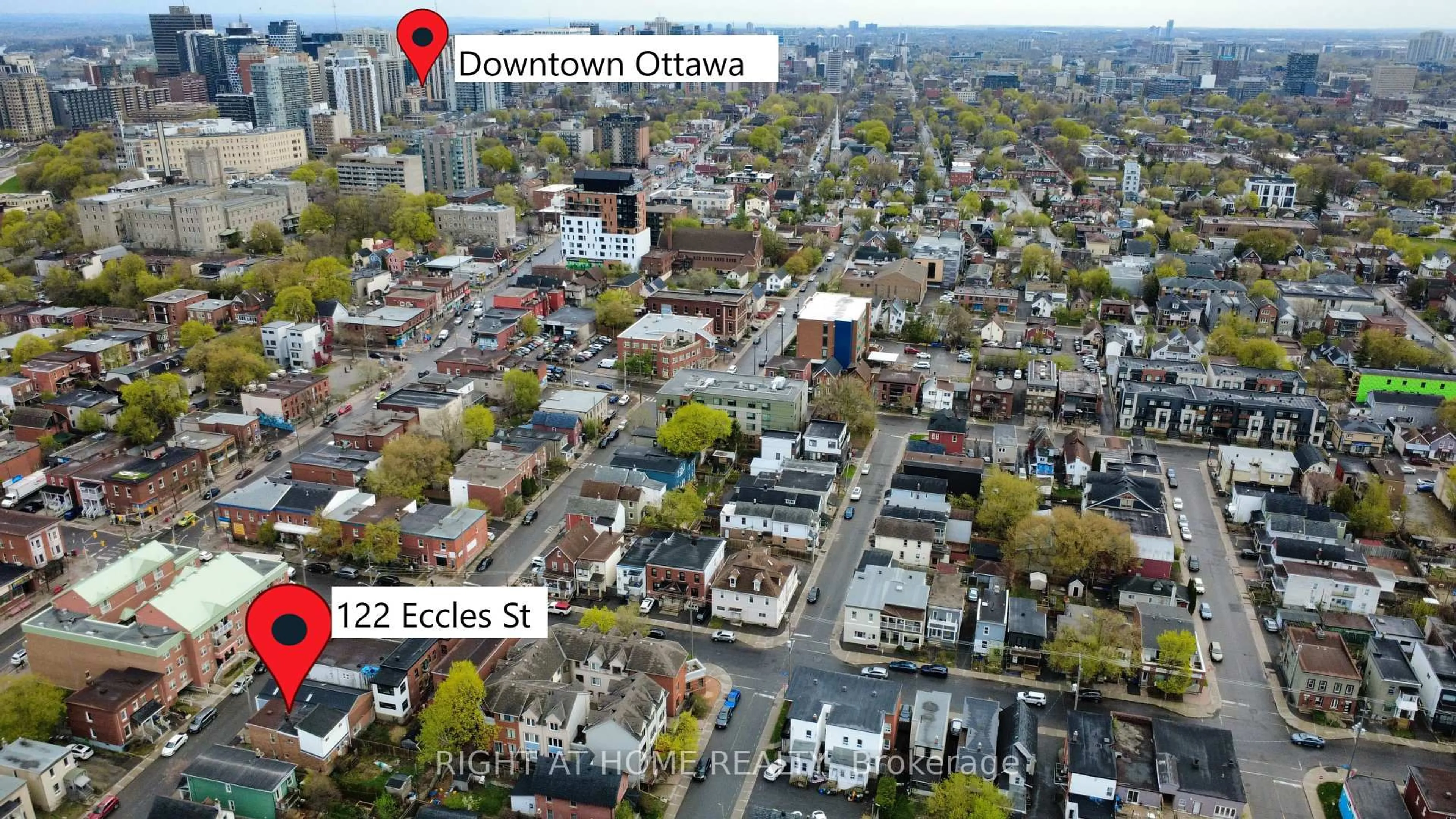 A pic from outside/outdoor area/front of a property/back of a property/a pic from drone, street for 122 Eccles St, Ottawa Ontario K1R 6S8