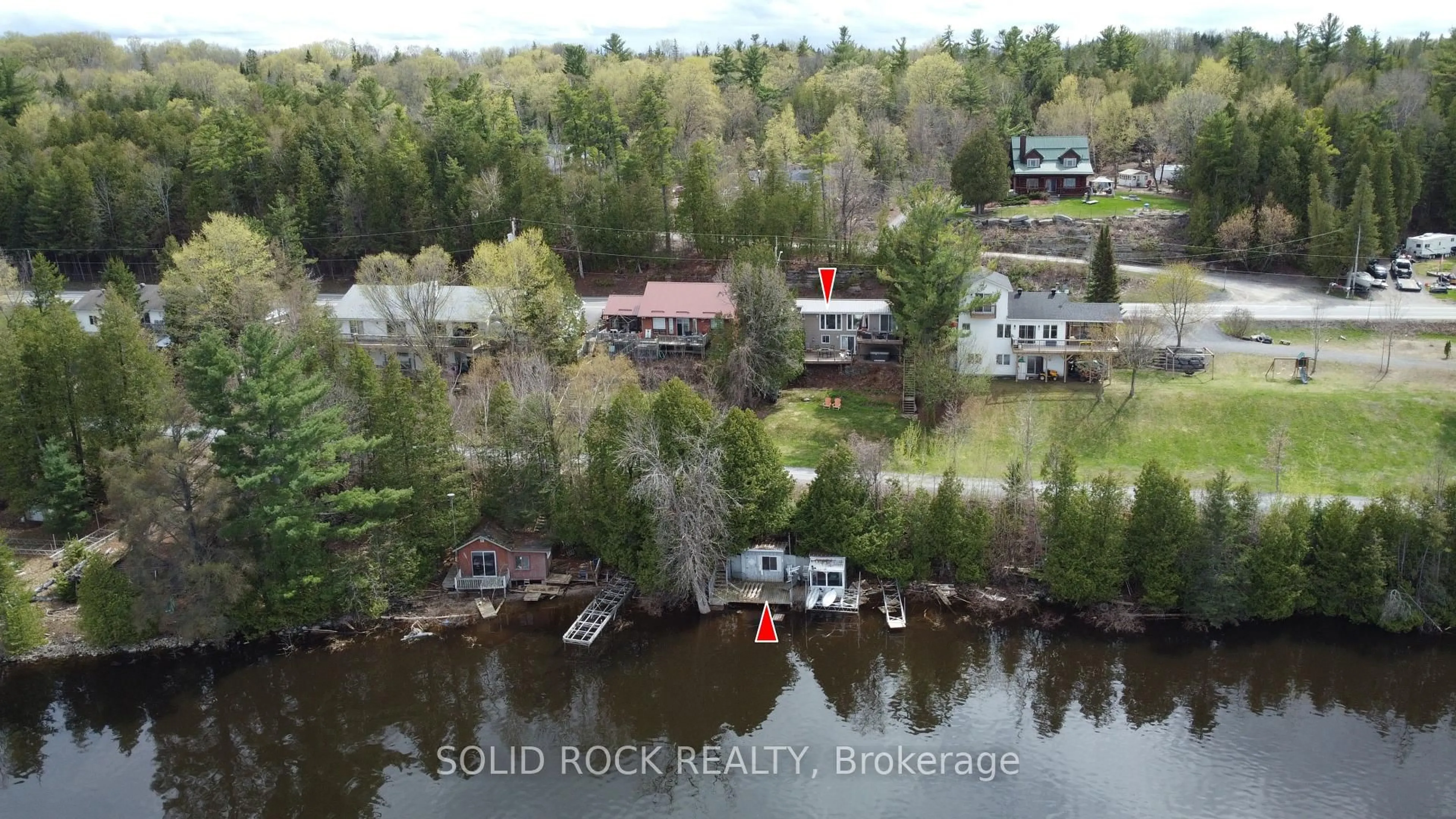 A pic from outside/outdoor area/front of a property/back of a property/a pic from drone, water/lake/river/ocean view for 2496 River Rd, Braeside Ontario K0A 1G0