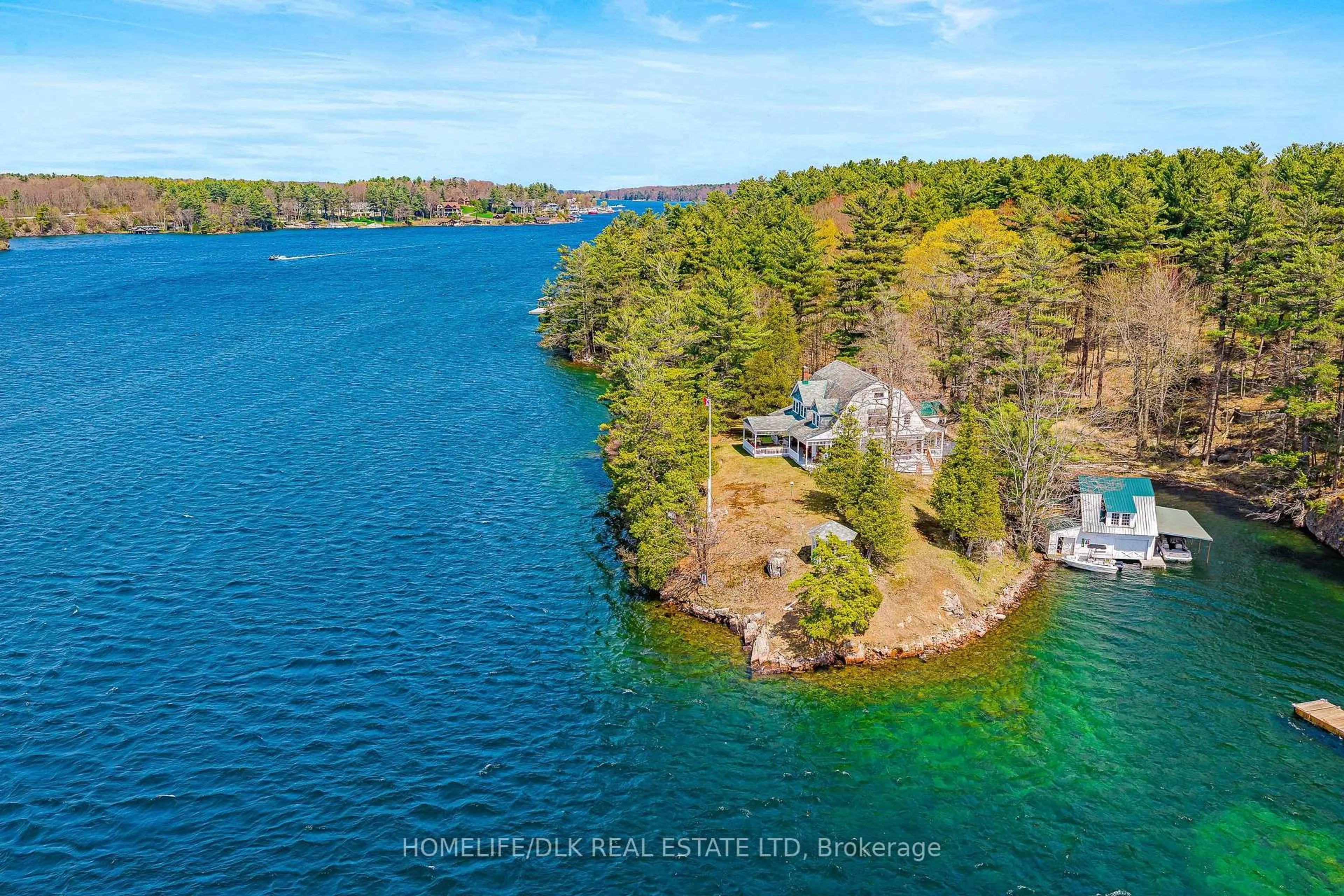 A pic from outside/outdoor area/front of a property/back of a property/a pic from drone, water/lake/river/ocean view for 87 Club Island, Leeds and the Thousand Islands Ontario K0E 1R0