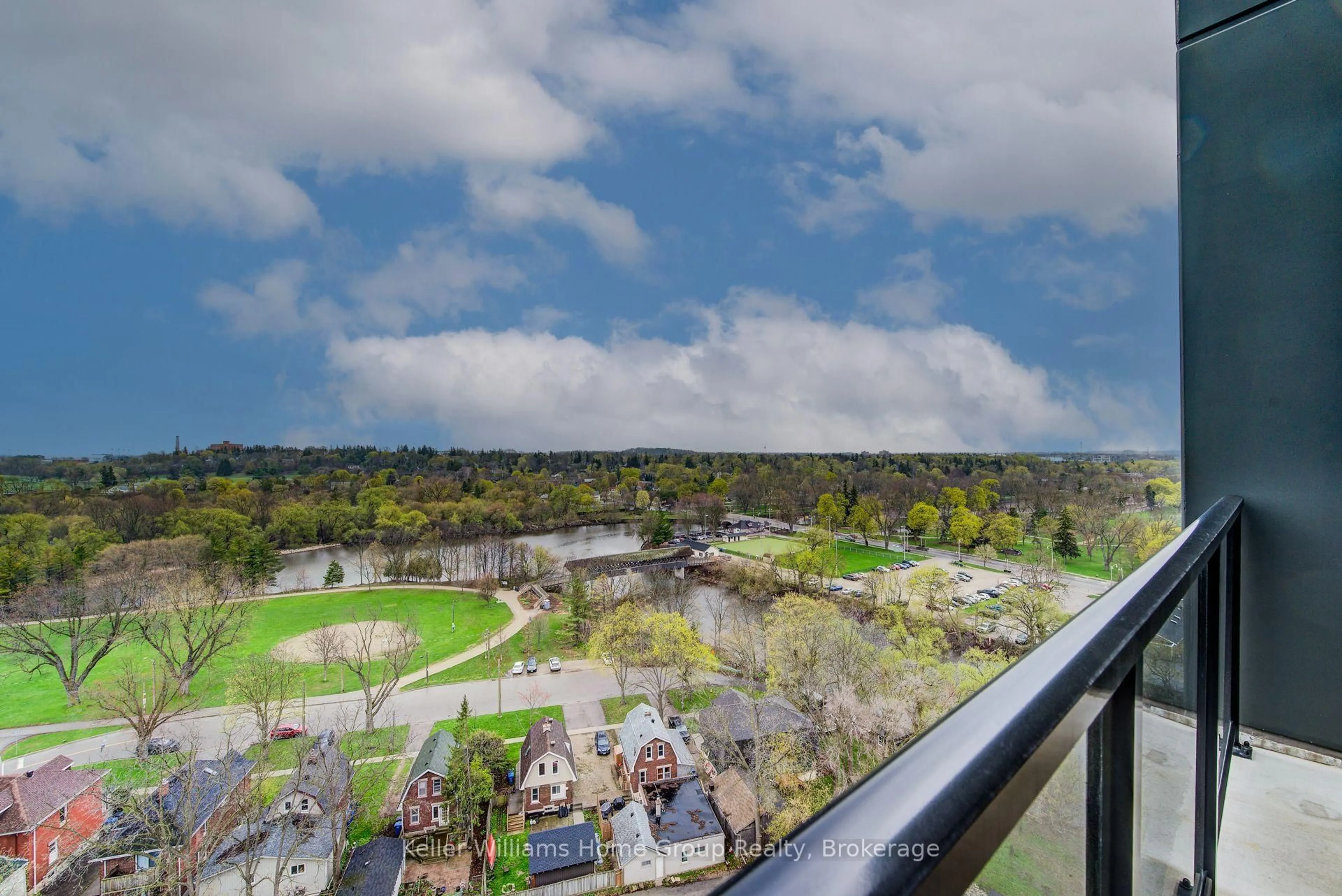A pic from outside/outdoor area/front of a property/back of a property/a pic from drone, city buildings view from balcony for 71 Wyndham St #1201, Guelph Ontario N1E 0T1