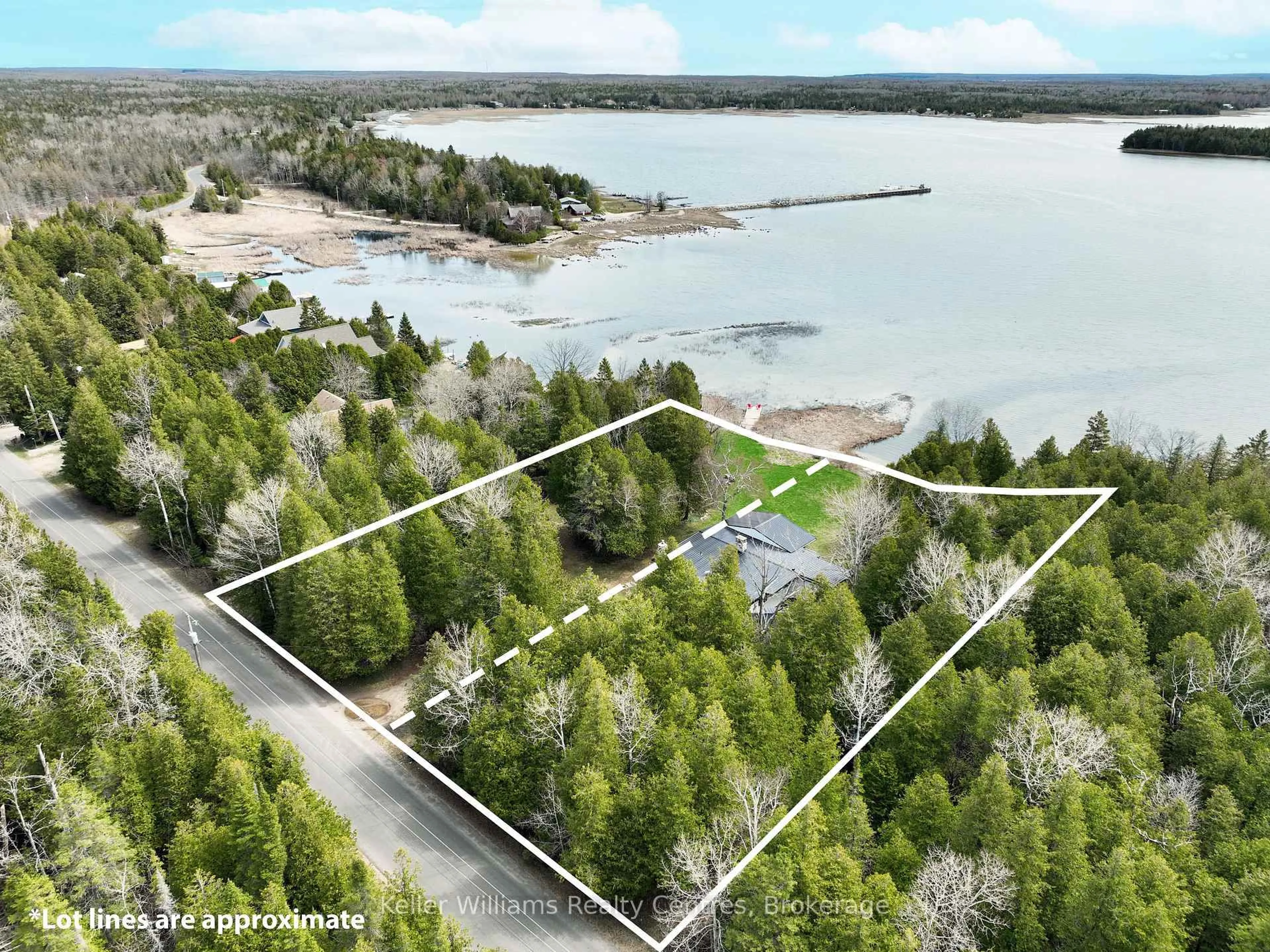 A pic from outside/outdoor area/front of a property/back of a property/a pic from drone, water/lake/river/ocean view for 193 Tamarac Rd, Northern Bruce Peninsula Ontario N0H 1W0