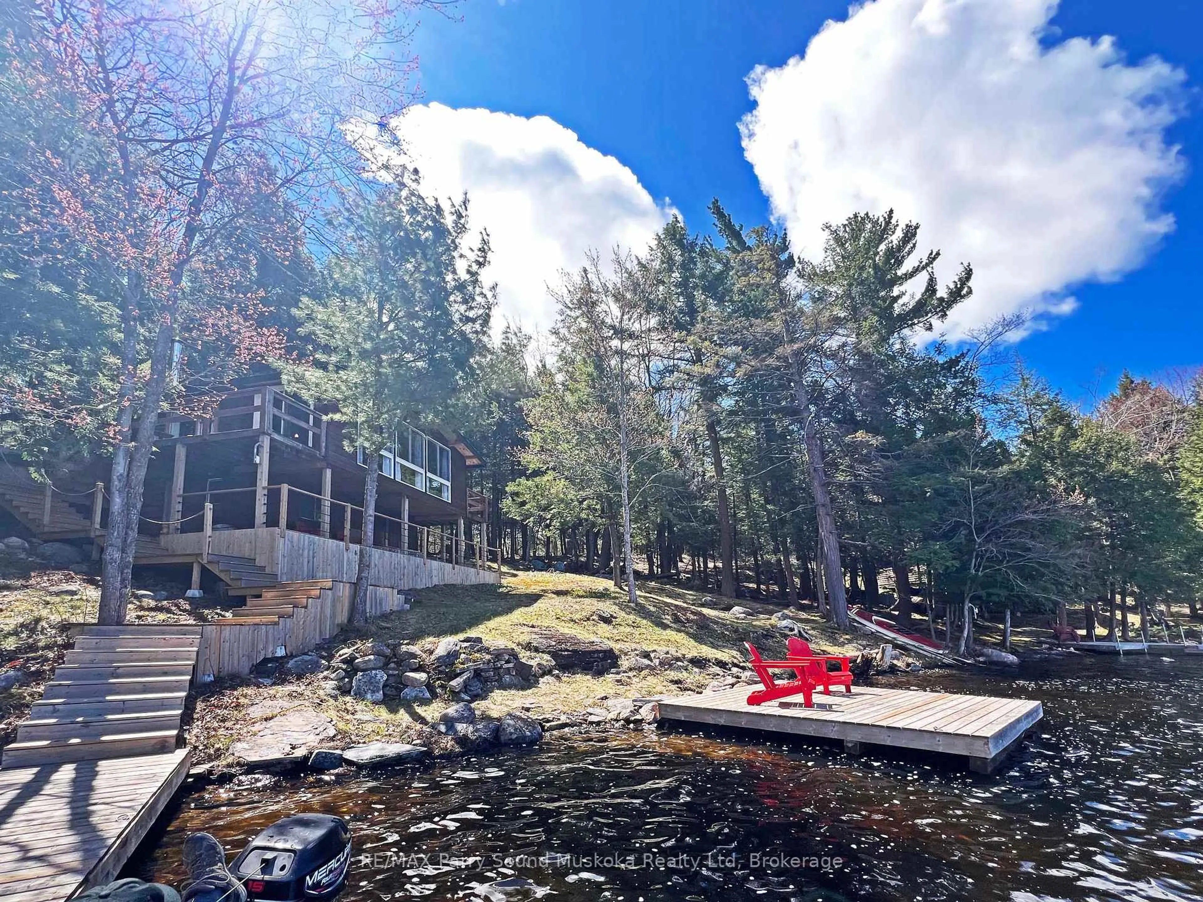 A pic from outside/outdoor area/front of a property/back of a property/a pic from drone, forest/trees view for 397 Healey Lake Water, The Archipelago Ontario P0C 1H0