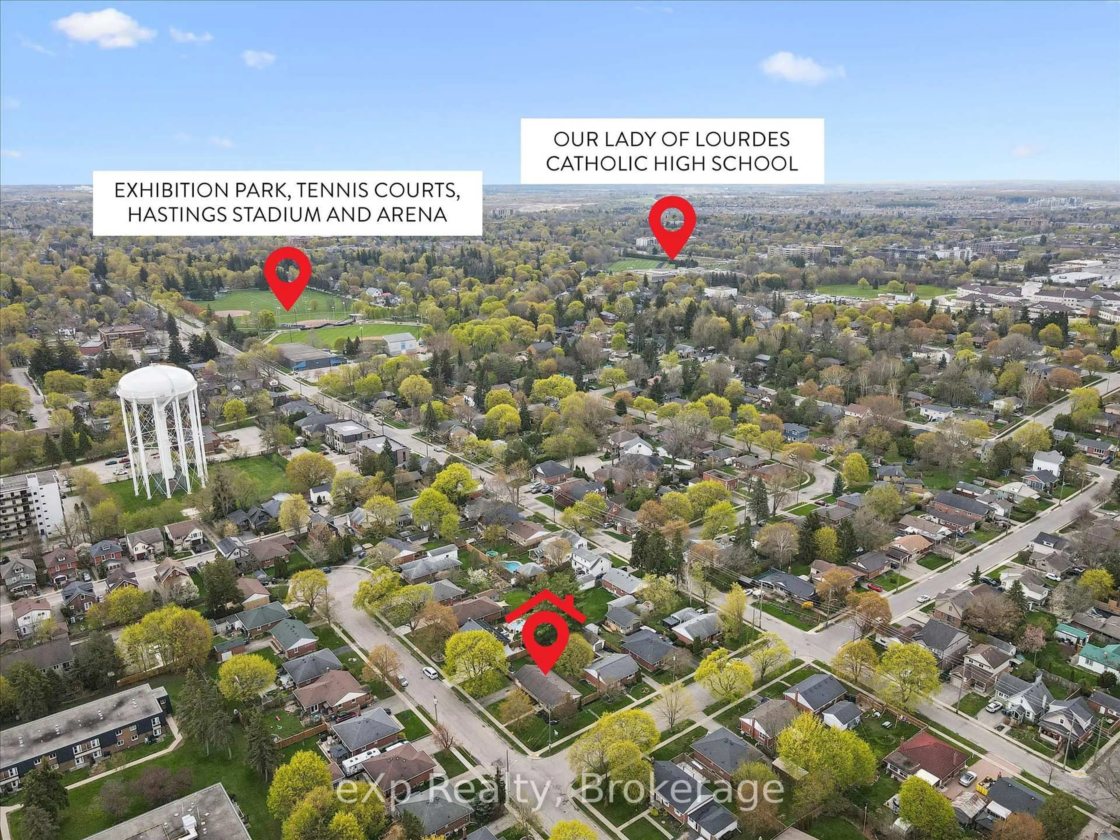 A pic from outside/outdoor area/front of a property/back of a property/a pic from drone, city buildings view from balcony for 14 Glenwood Ave, Guelph Ontario N1H 4L2