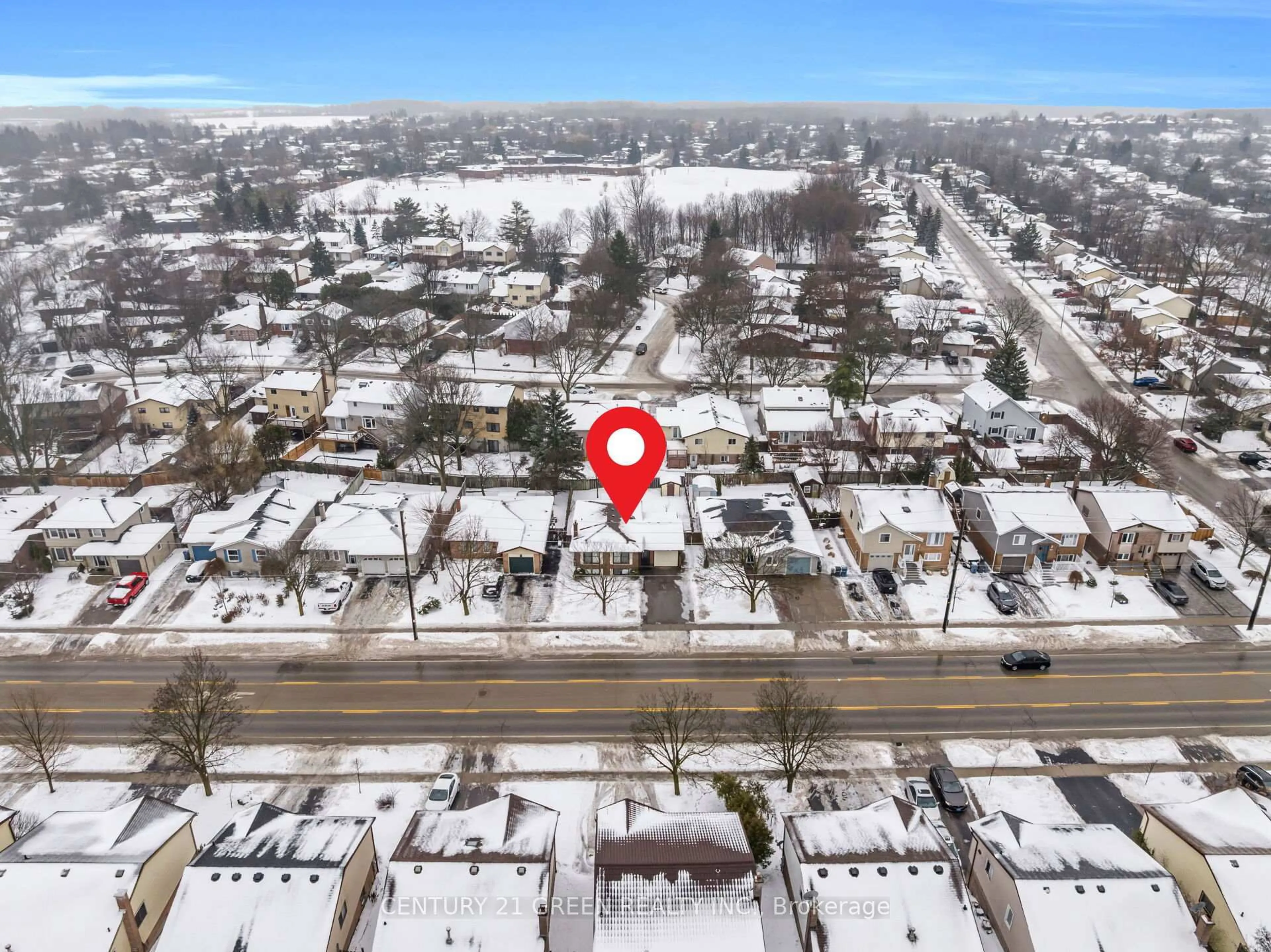 A pic from outside/outdoor area/front of a property/back of a property/a pic from drone, street for 411 Imperial Rd, Guelph Ontario N1K 1K2