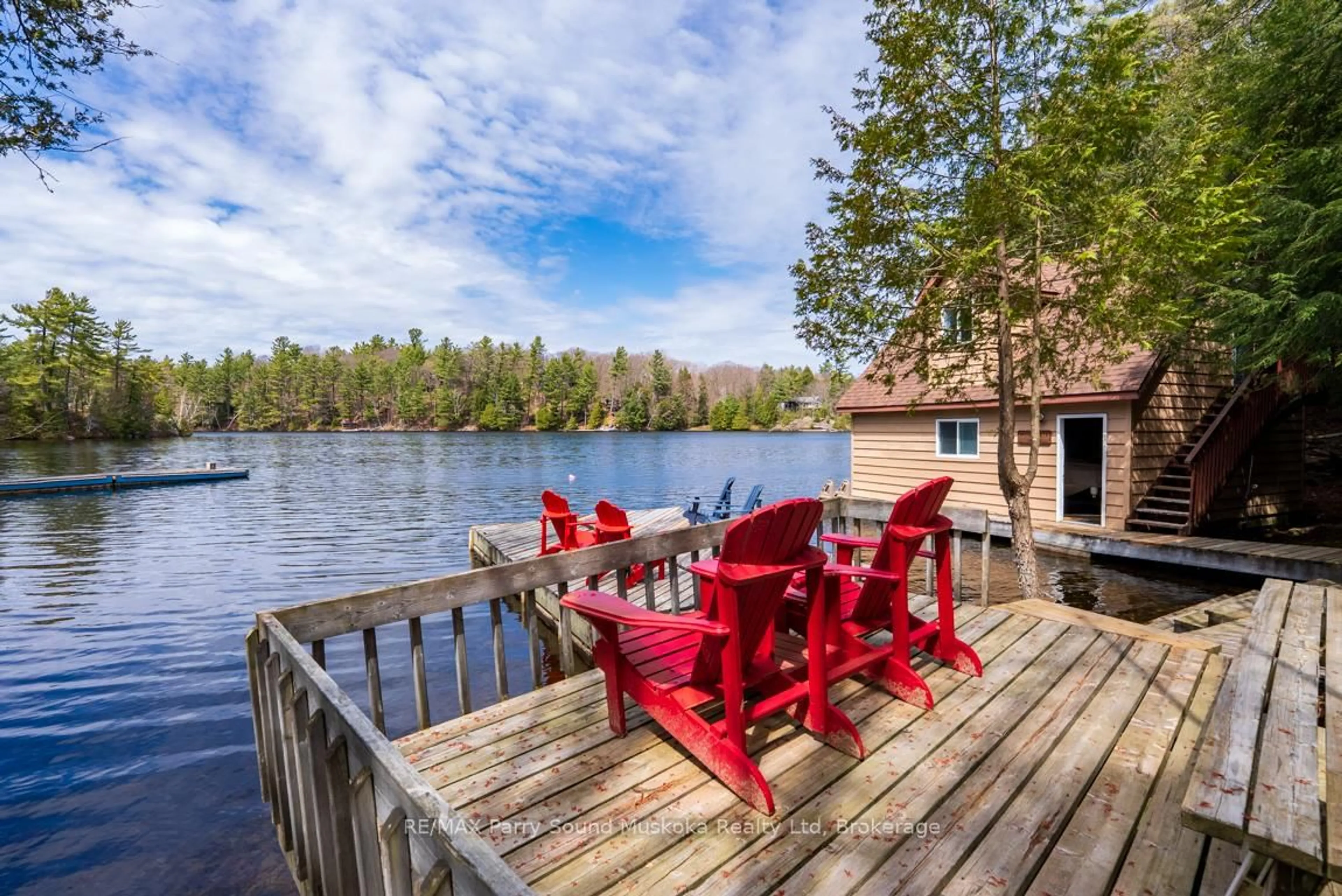 Patio, water/lake/river/ocean view for 17 Tapatoo Tr, Seguin Ontario P2A 0B2