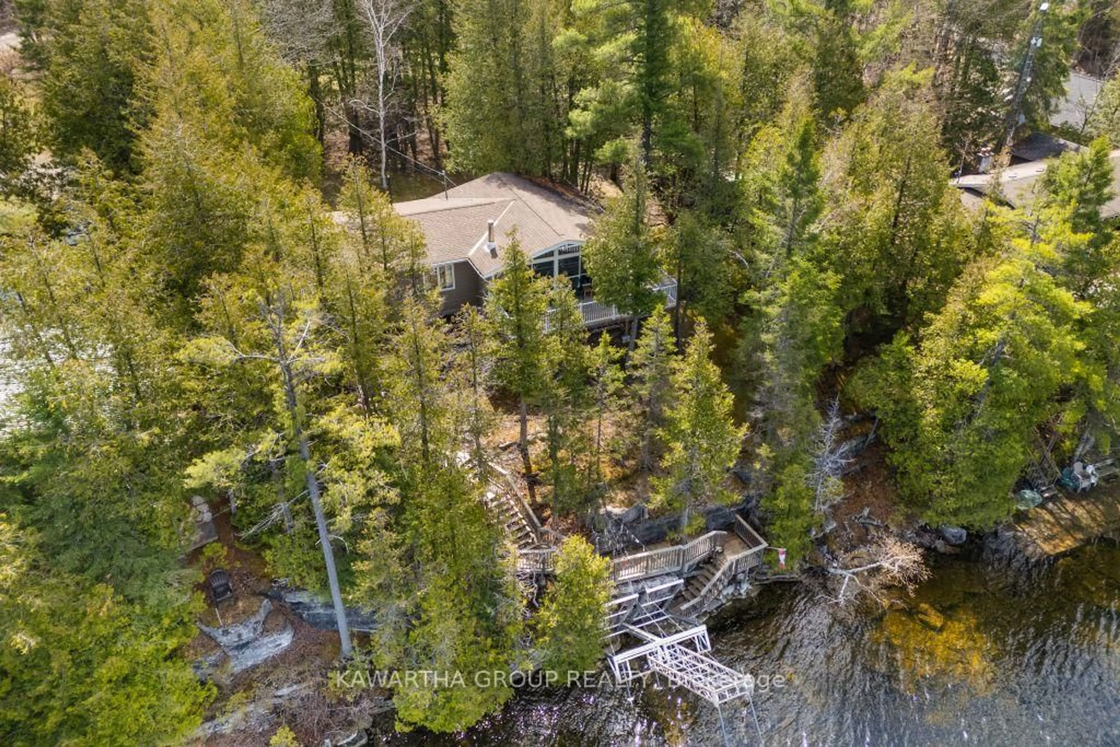 A pic from outside/outdoor area/front of a property/back of a property/a pic from drone, water/lake/river/ocean view for 43 Holy Bay Dr, Kawartha Lakes Ontario K0M 1K0