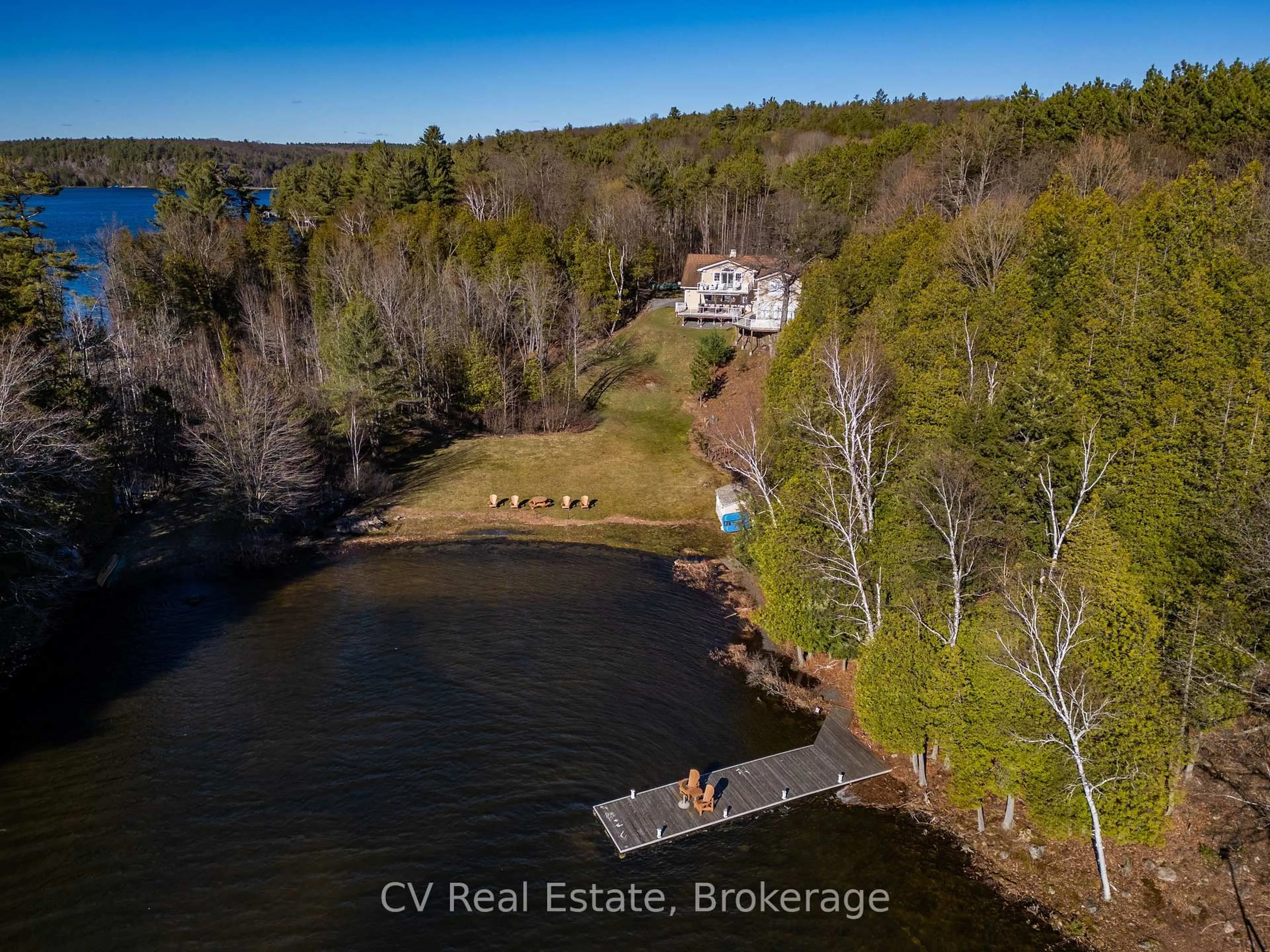 A pic from outside/outdoor area/front of a property/back of a property/a pic from drone, water/lake/river/ocean view for 1391 Rosseau Lake Road 1 #3, Muskoka Lakes Ontario P0B 1M0