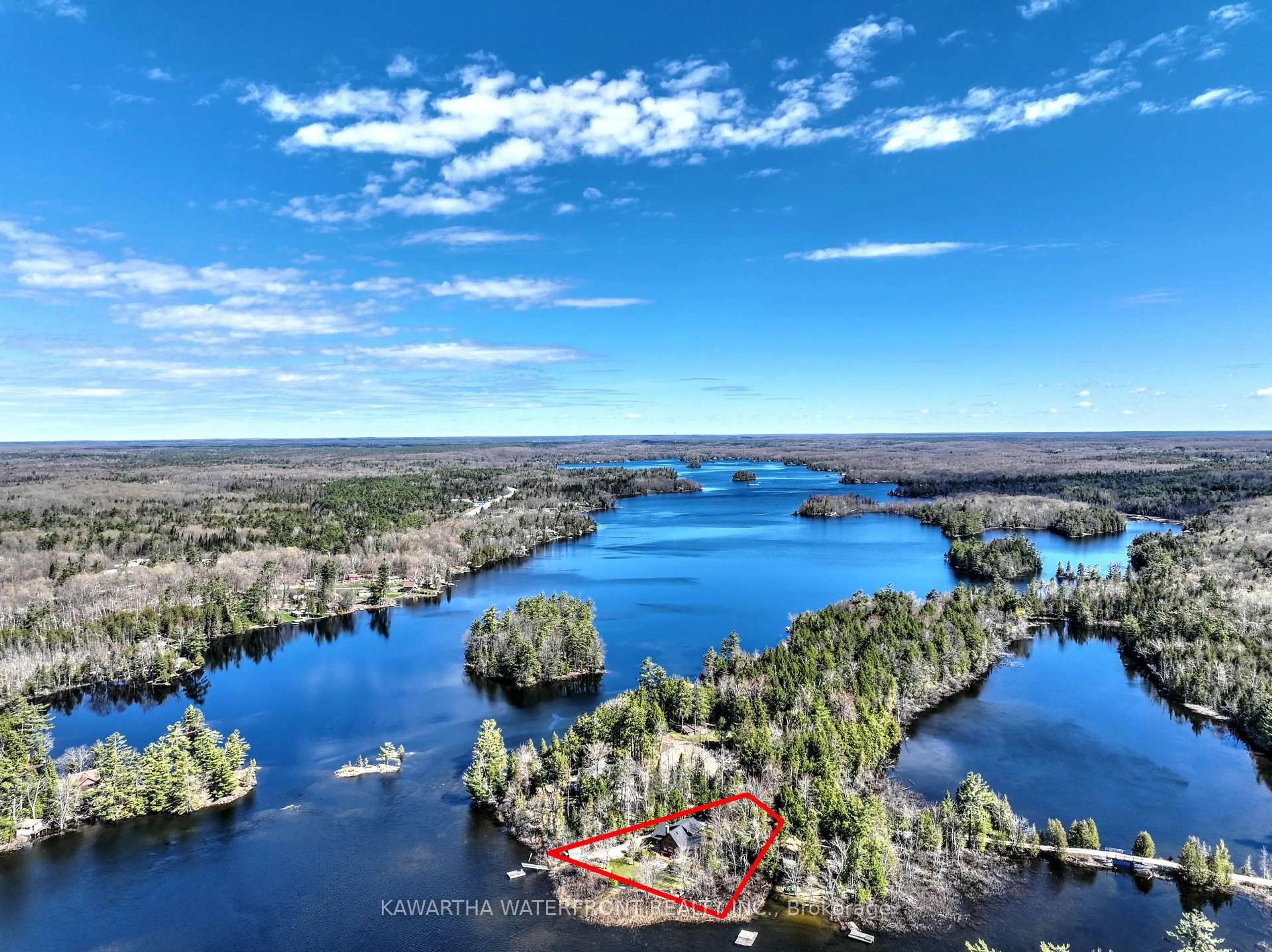 A pic from outside/outdoor area/front of a property/back of a property/a pic from drone, water/lake/river/ocean view for 43 Shadow Lake Road 14 Rd, Kawartha Lakes Ontario K0M 1K0