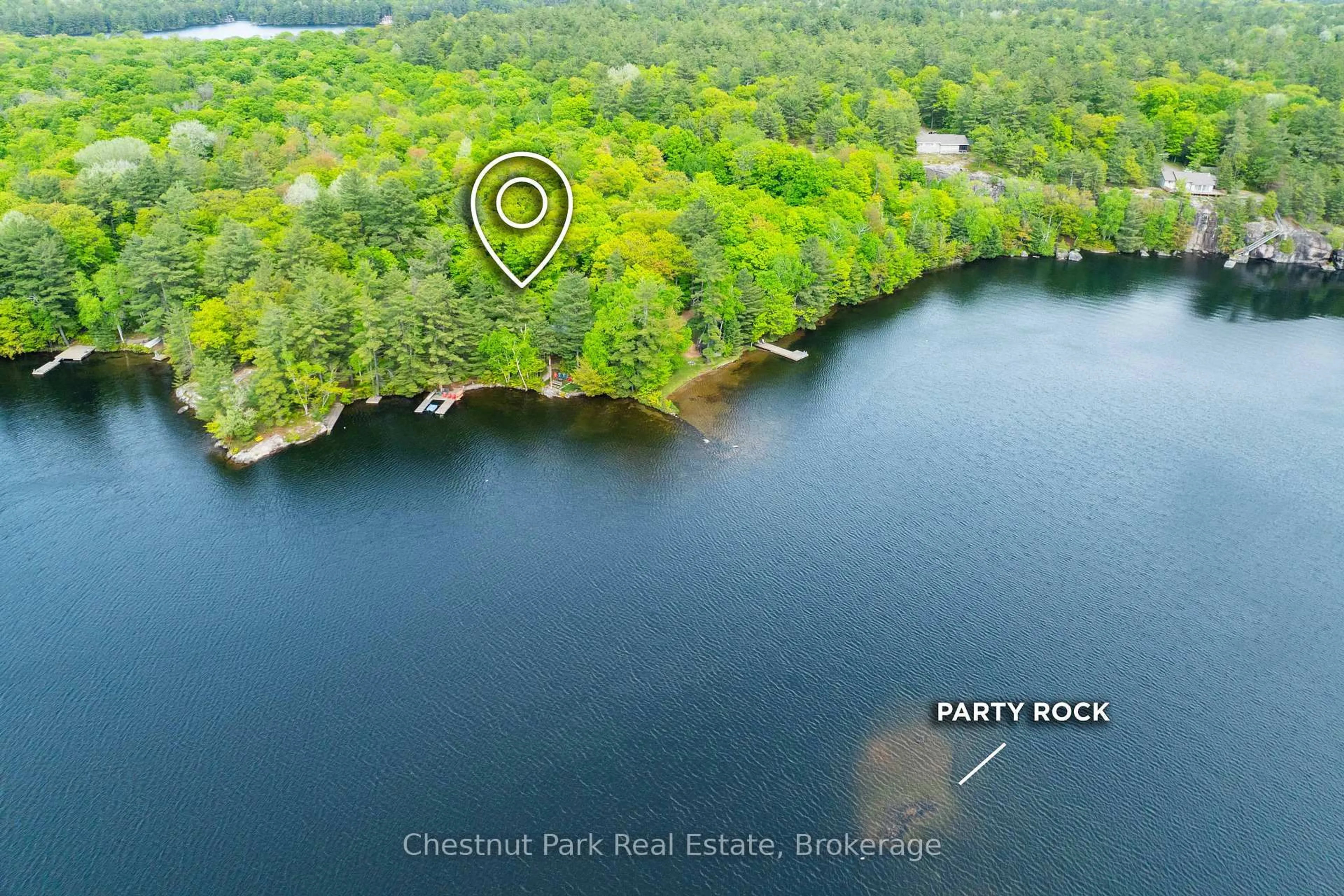 A pic from outside/outdoor area/front of a property/back of a property/a pic from drone, water/lake/river/ocean view for 6 Sundown Rd, Seguin Ontario P2A 2W8