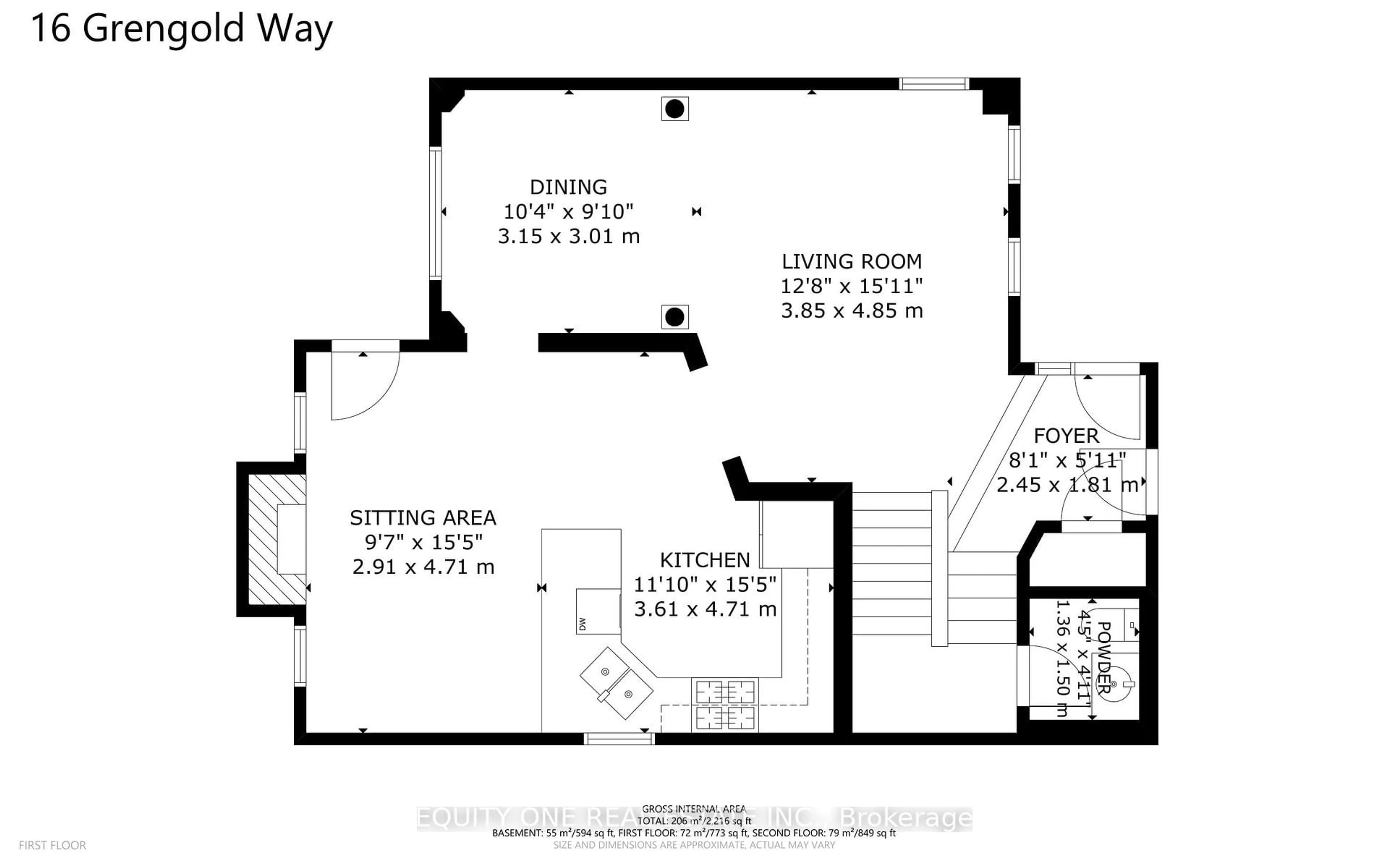 Floor plan for 16 Grengold Way, Ottawa Ontario K2T 1E2