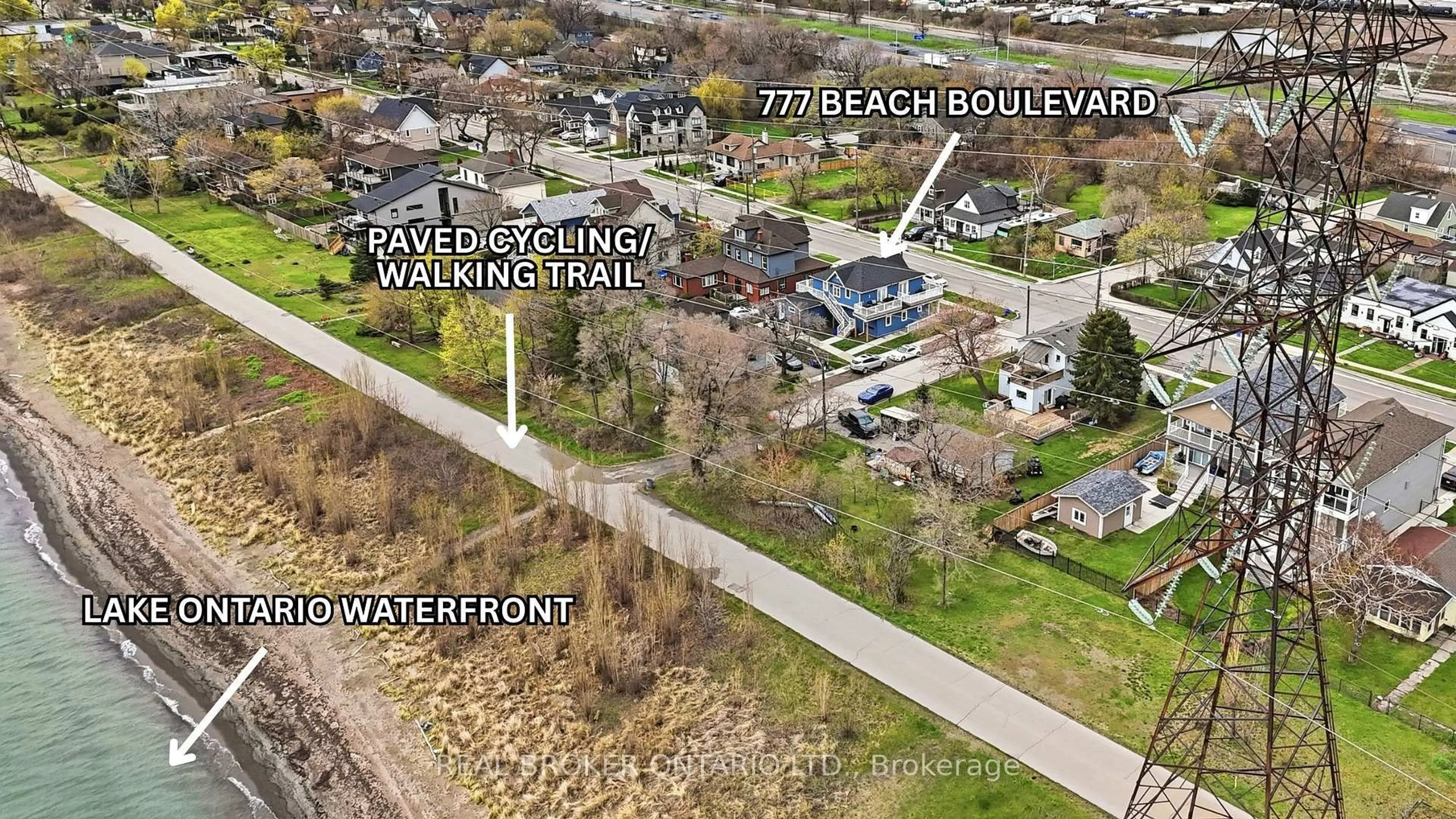 A pic from outside/outdoor area/front of a property/back of a property/a pic from drone, water/lake/river/ocean view for 777 Beach Blvd, Hamilton Ontario L8H 6Y5