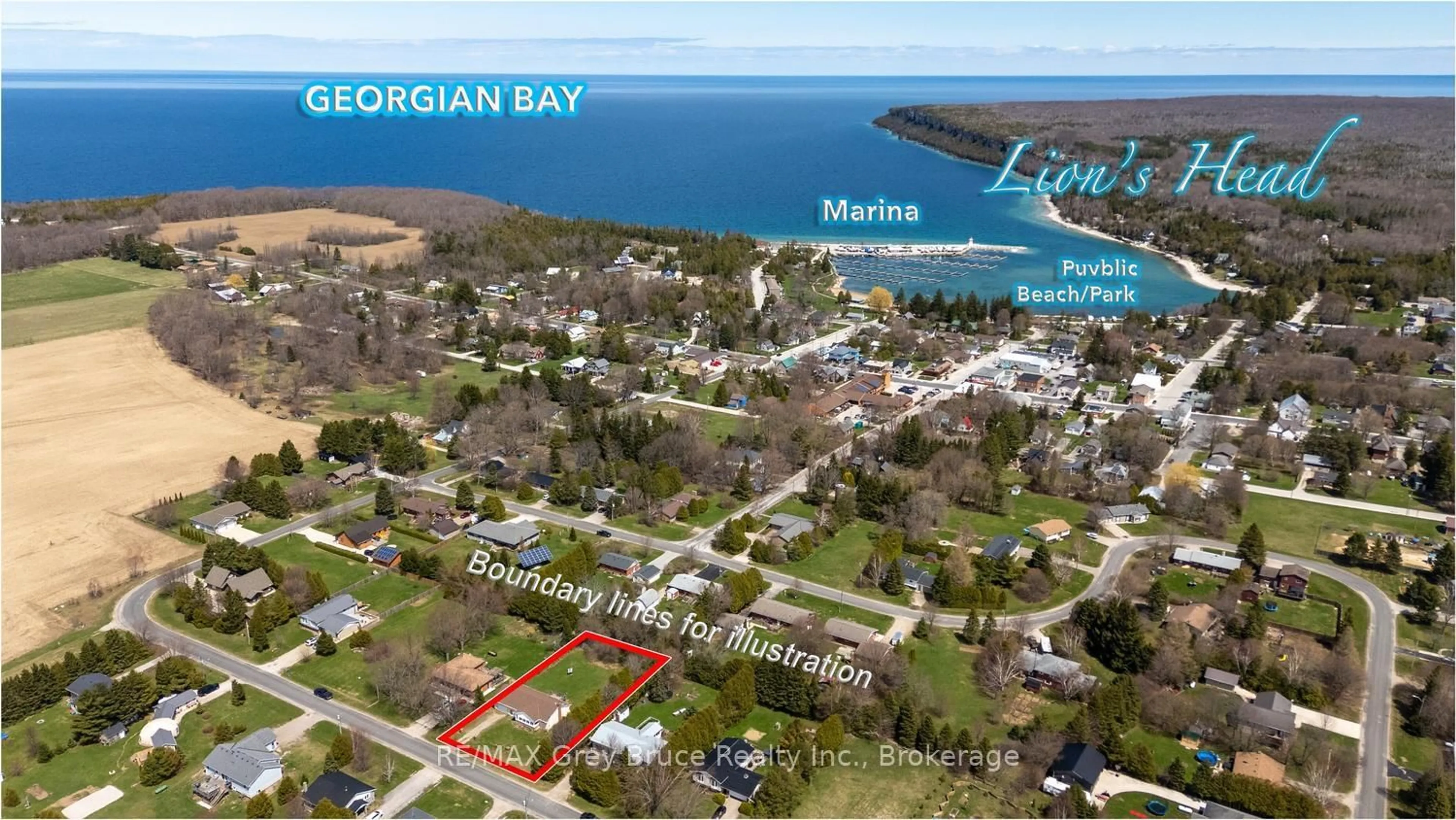 A pic from outside/outdoor area/front of a property/back of a property/a pic from drone, water/lake/river/ocean view for 9 Bayfield St, Northern Bruce Peninsula Ontario N0H 1W0