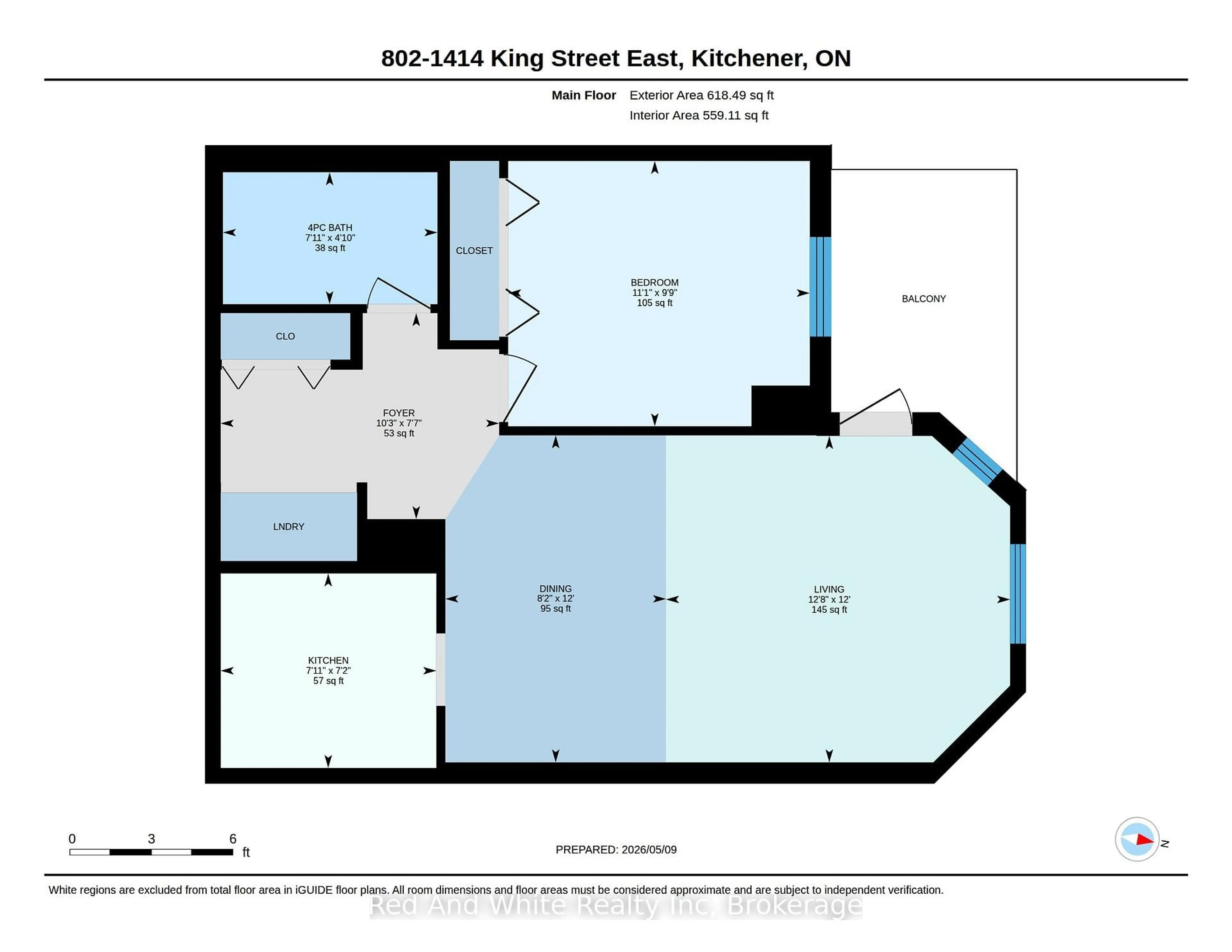 Floor plan for 1414 King St #802, Kitchener Ontario N2G 4T8