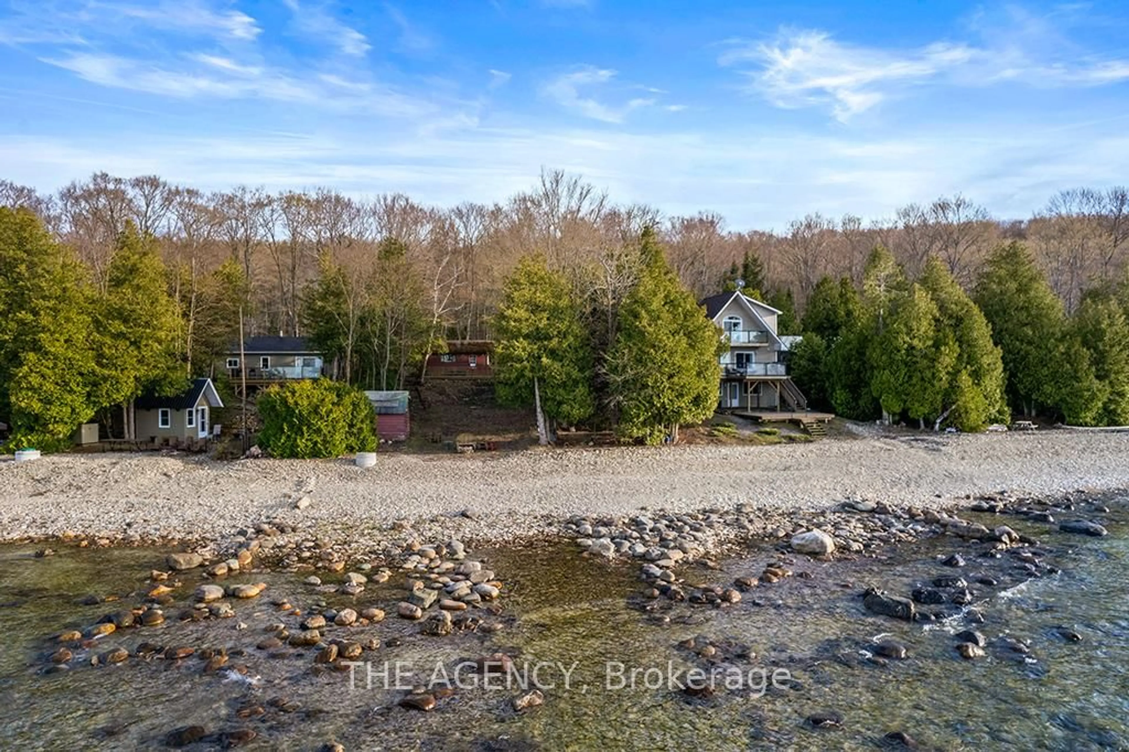 A pic from outside/outdoor area/front of a property/back of a property/a pic from drone, water/lake/river/ocean view for 253 Rush Cove Rd, Northern Bruce Peninsula Ontario N0H 1W0