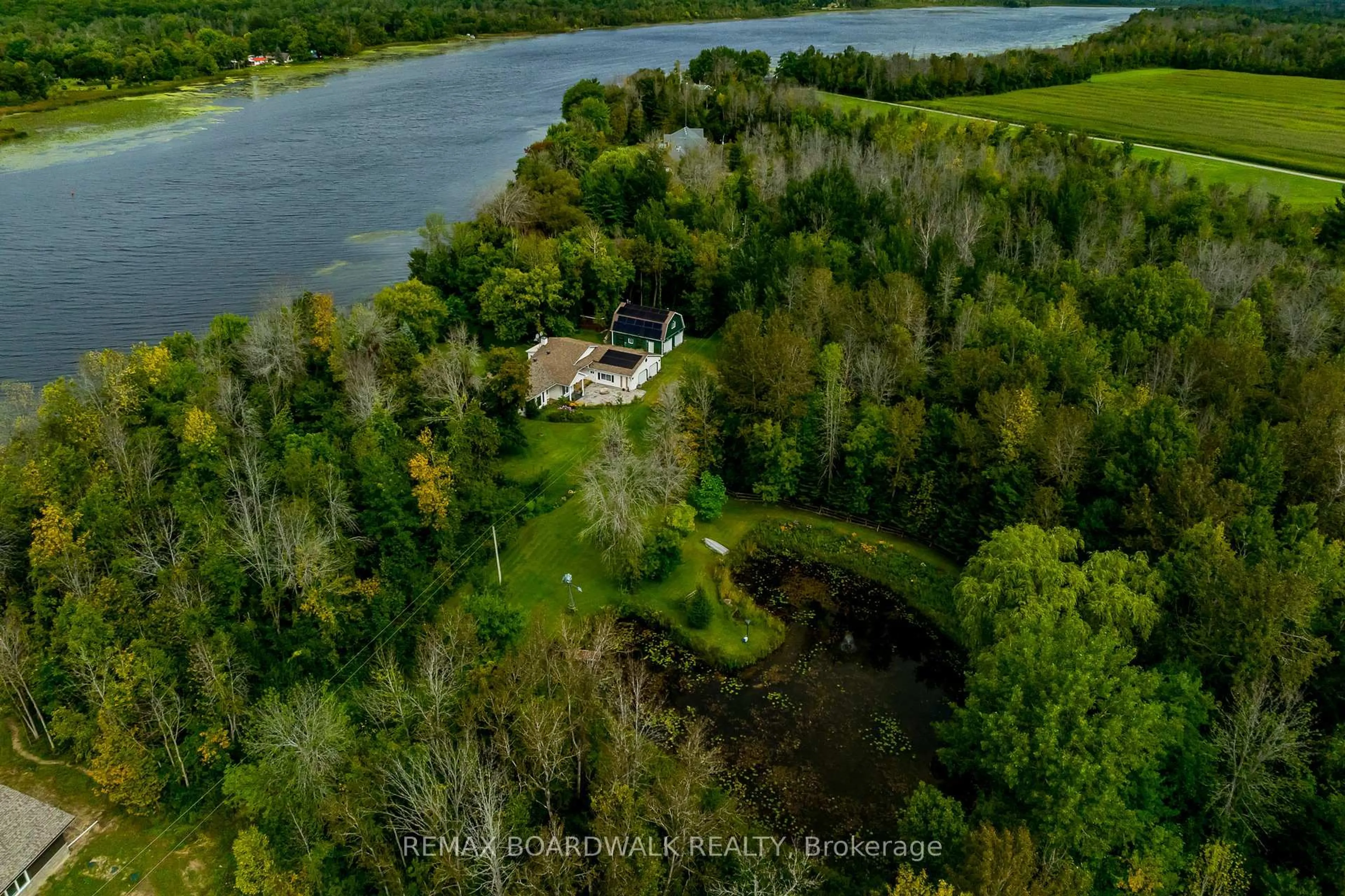 A pic from outside/outdoor area/front of a property/back of a property/a pic from drone, water/lake/river/ocean view for 875 Corktown Rd, Merrickville-Wolford Ontario K0G 1N0