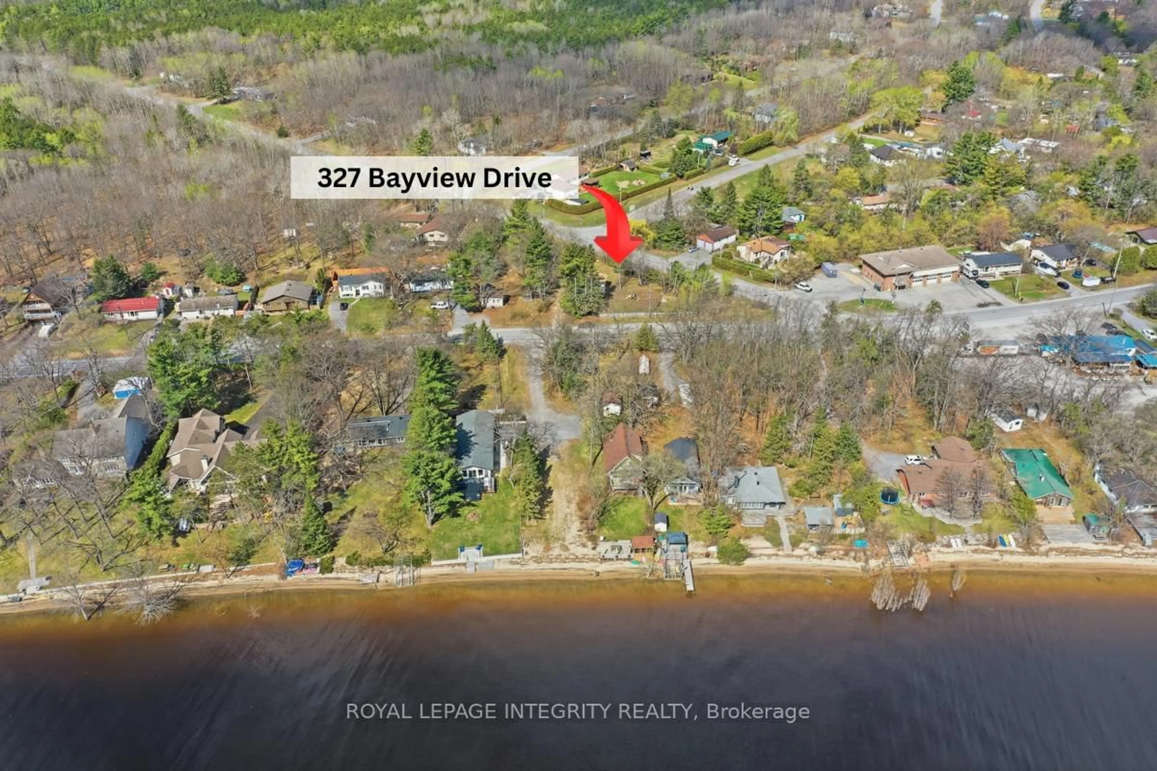 A pic from outside/outdoor area/front of a property/back of a property/a pic from drone, water/lake/river/ocean view for 327 Bayview Dr, Ottawa Ontario K0A 3M0