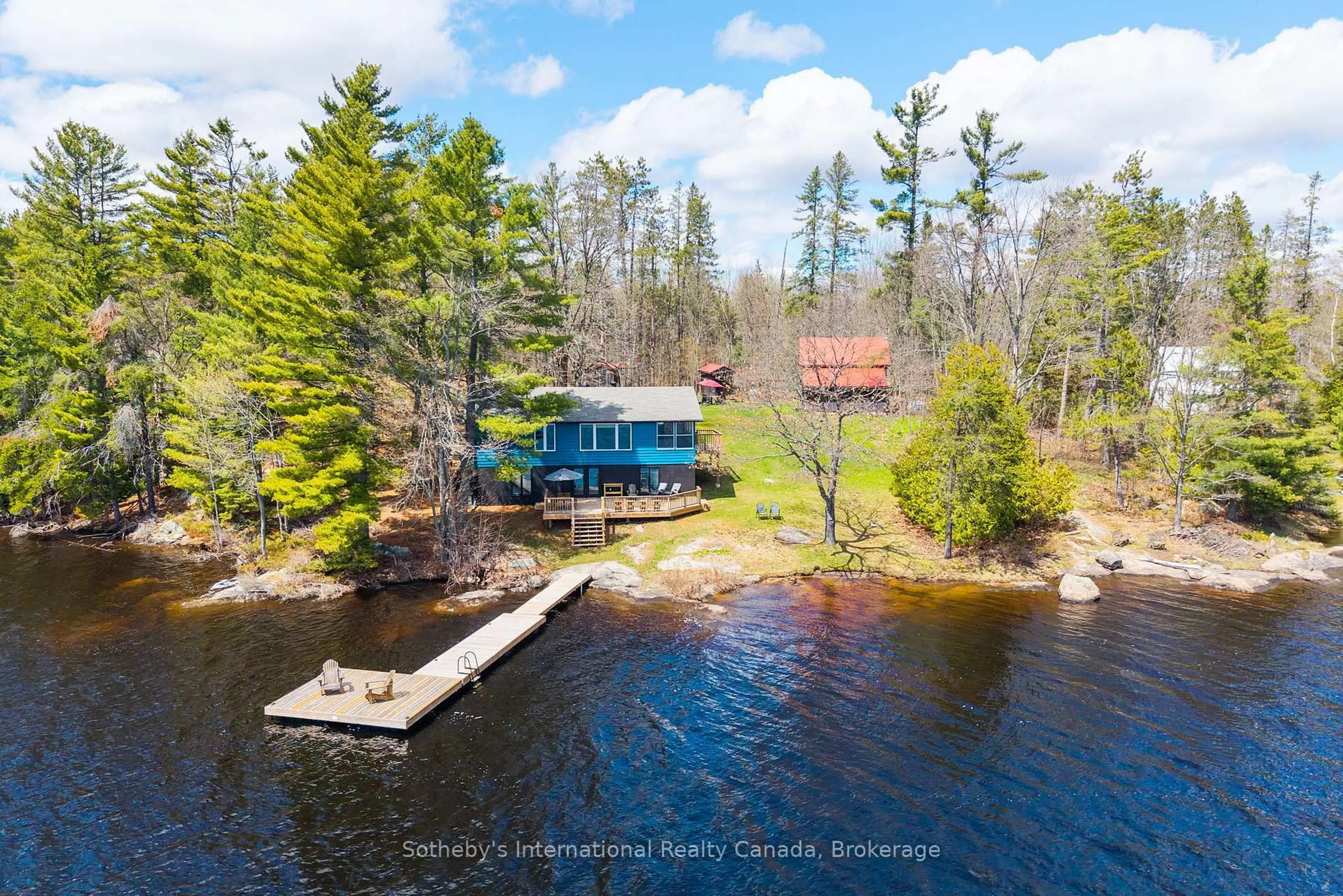 A pic from outside/outdoor area/front of a property/back of a property/a pic from drone, water/lake/river/ocean view for 1049 Bell Rd #1, Gravenhurst Ontario P1P 1R3