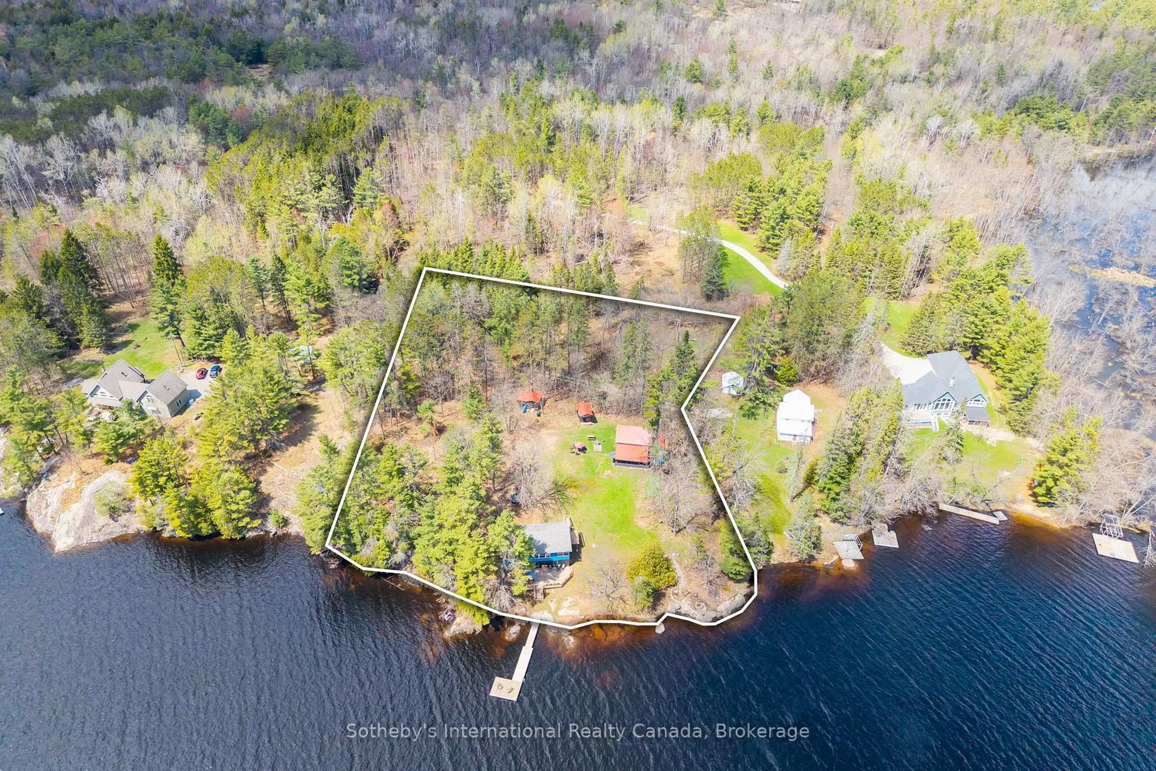 A pic from outside/outdoor area/front of a property/back of a property/a pic from drone, water/lake/river/ocean view for 1049 Bell Rd #1, Gravenhurst Ontario P1P 1R3