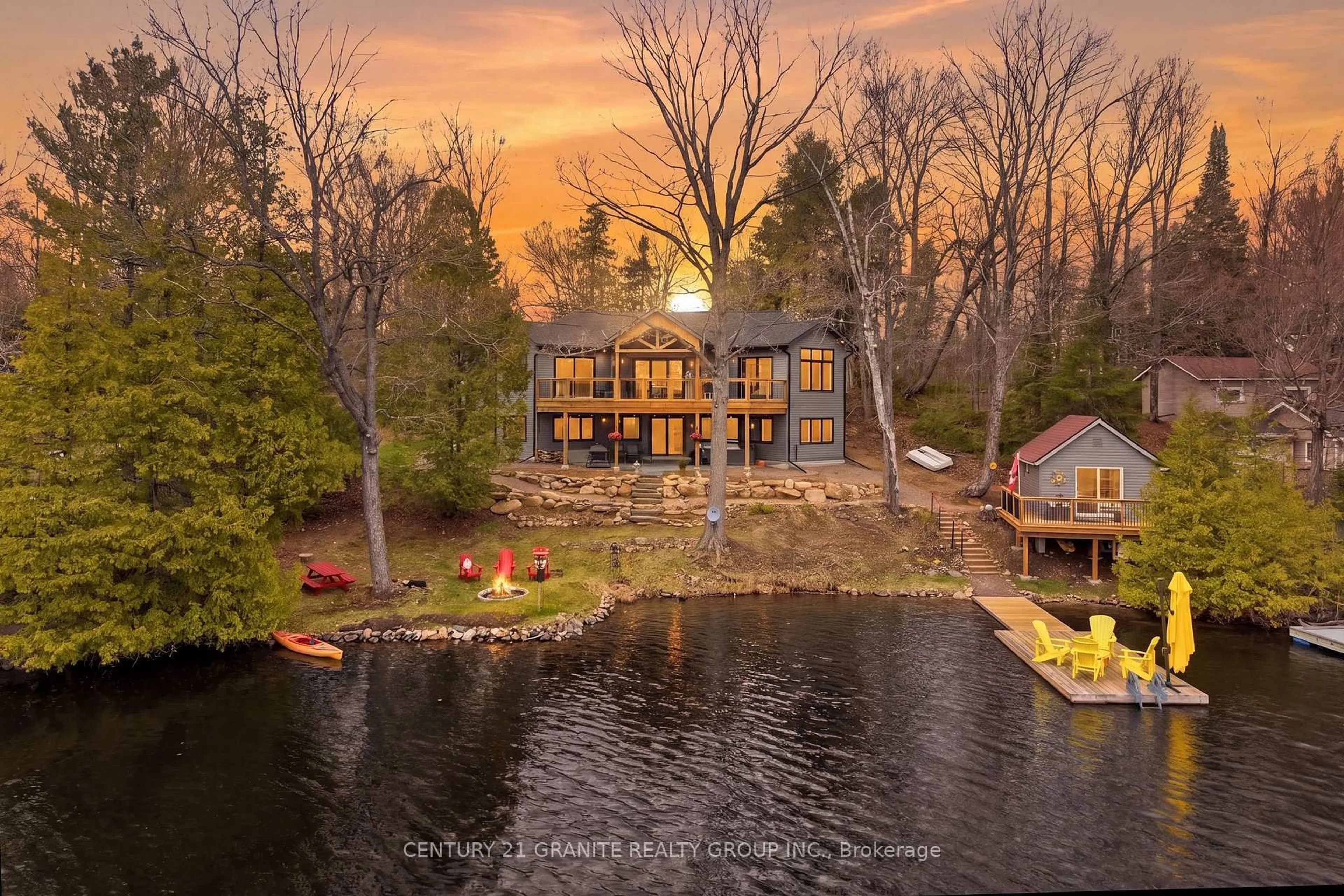 A pic from outside/outdoor area/front of a property/back of a property/a pic from drone, water/lake/river/ocean view for 1407 Abrams Rd, Highlands East Ontario K0L 1C0