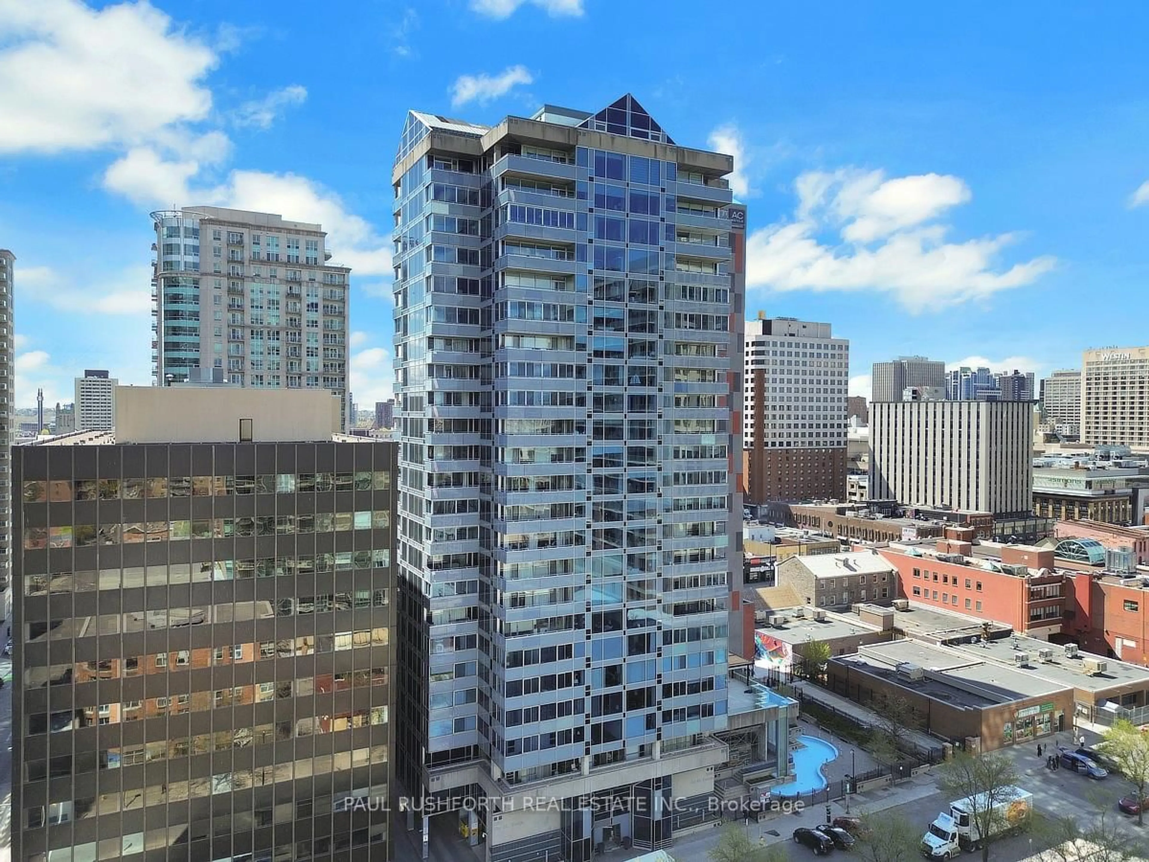 A pic from outside/outdoor area/front of a property/back of a property/a pic from drone, city buildings view from balcony for 160 George St #903, Ottawa Ontario K1N 9M2