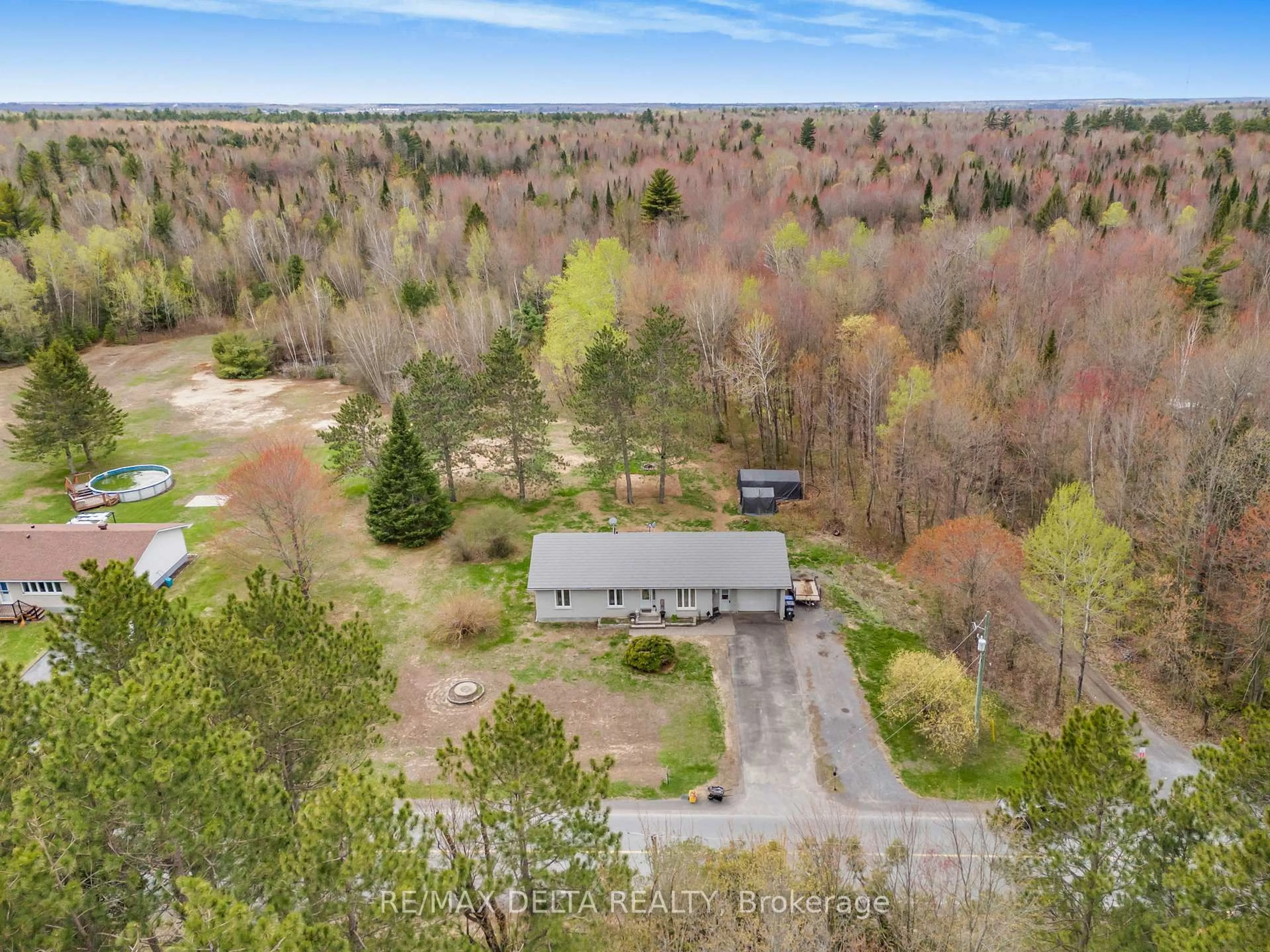 A pic from outside/outdoor area/front of a property/back of a property/a pic from drone, forest/trees view for 658 Ch Boundary Rd, Alfred and Plantagenet Ontario K0B 1A0
