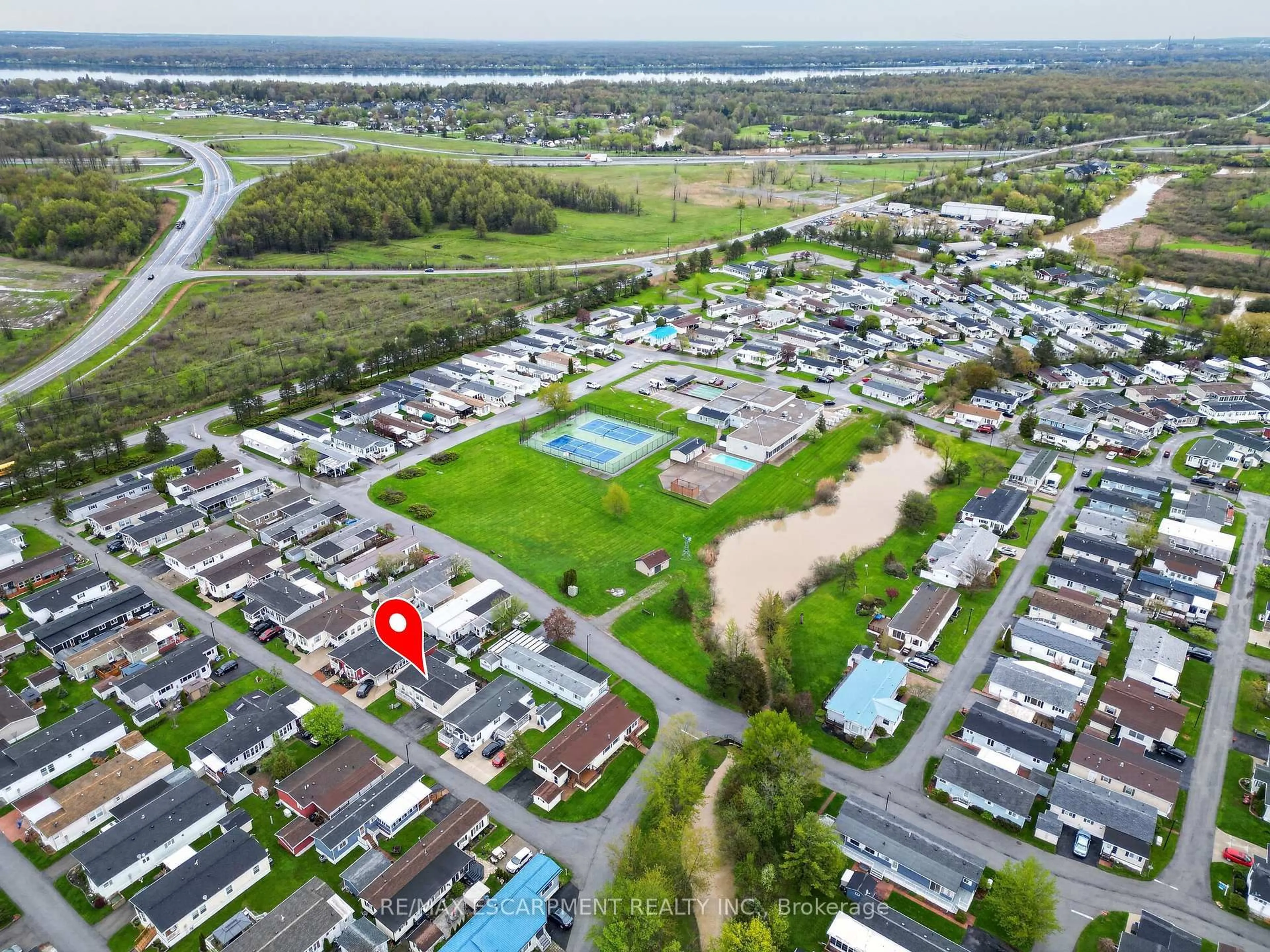 A pic from outside/outdoor area/front of a property/back of a property/a pic from drone, water/lake/river/ocean view for 3033 Townline Rd #99, Fort Erie Ontario L0S 1S1