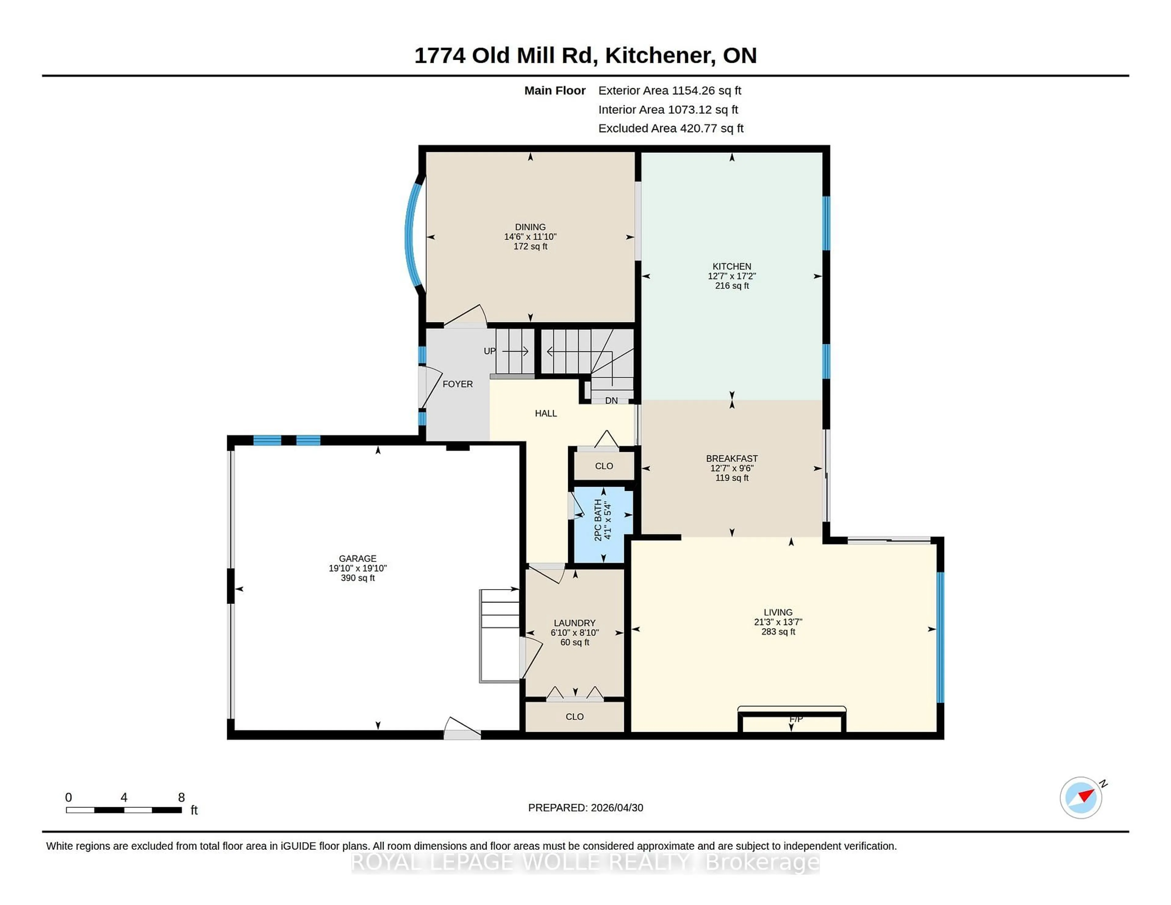 Floor plan for 1774 Old Mill Rd, Kitchener Ontario N2P 1Z5