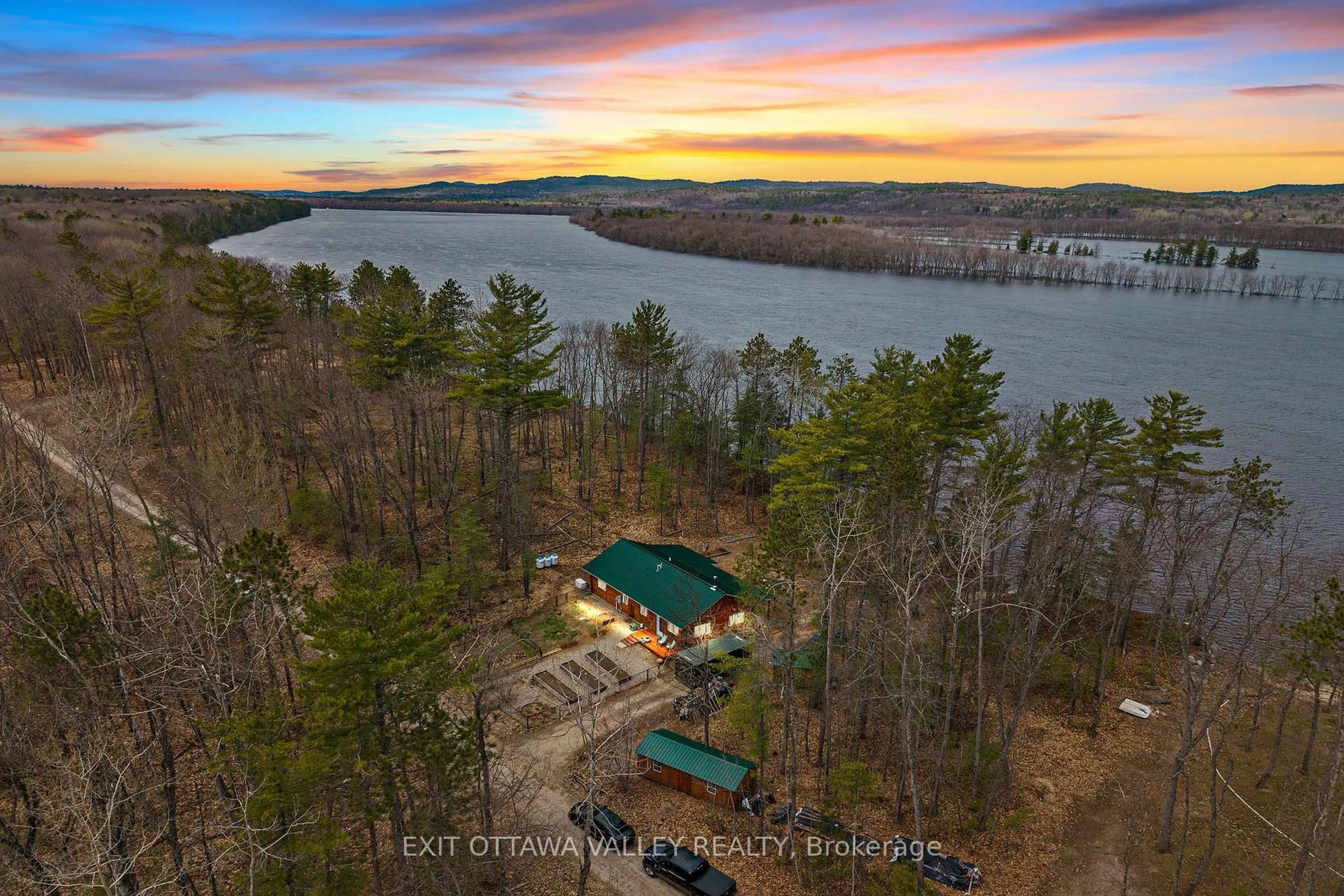 A pic from outside/outdoor area/front of a property/back of a property/a pic from drone, water/lake/river/ocean view for 8 Hamish Tr, Westmeath Ontario K0J 2L0