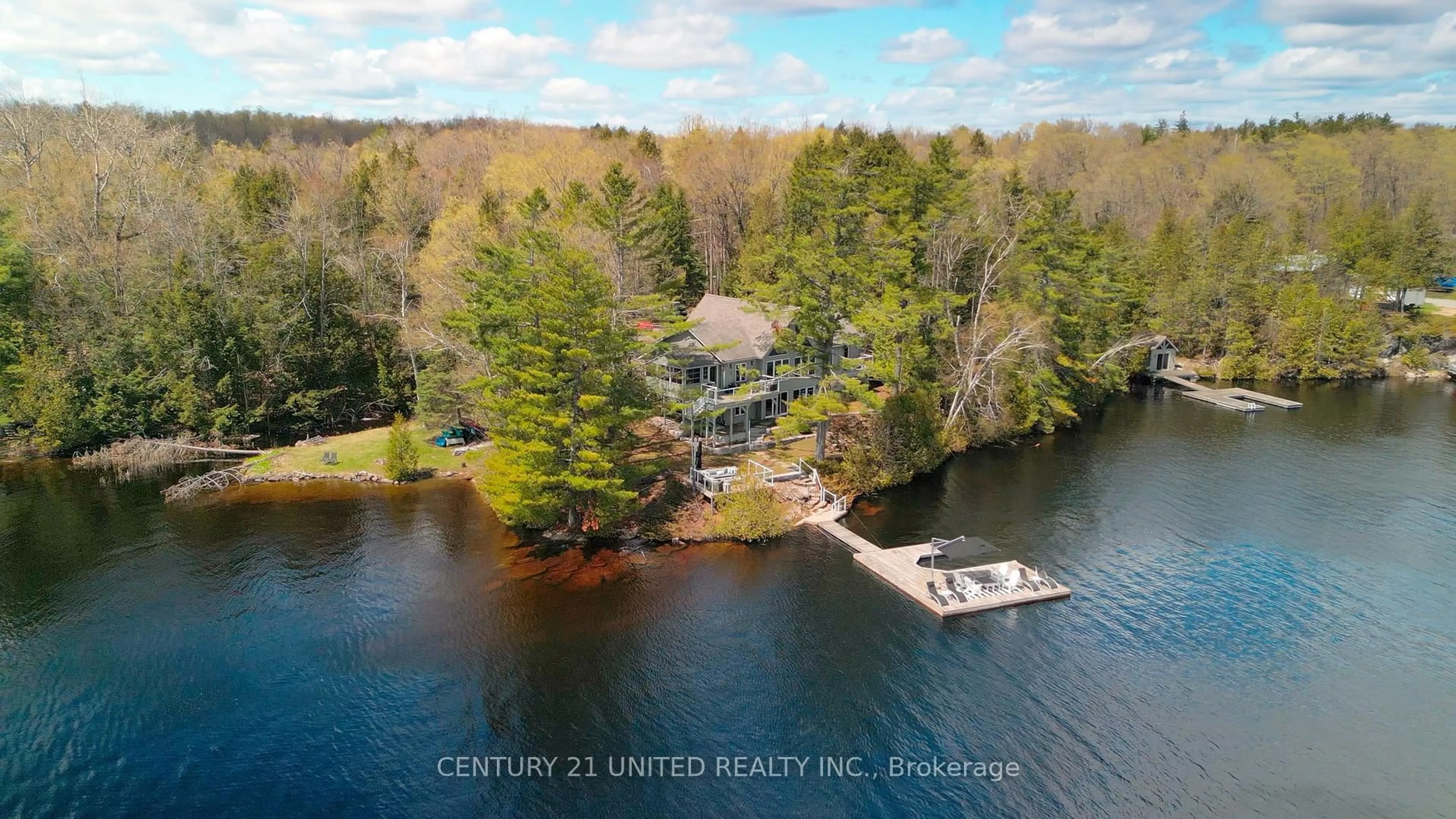 A pic from outside/outdoor area/front of a property/back of a property/a pic from drone, water/lake/river/ocean view for 3632 County Road 507, Trent Lakes Ontario K0L 1J0