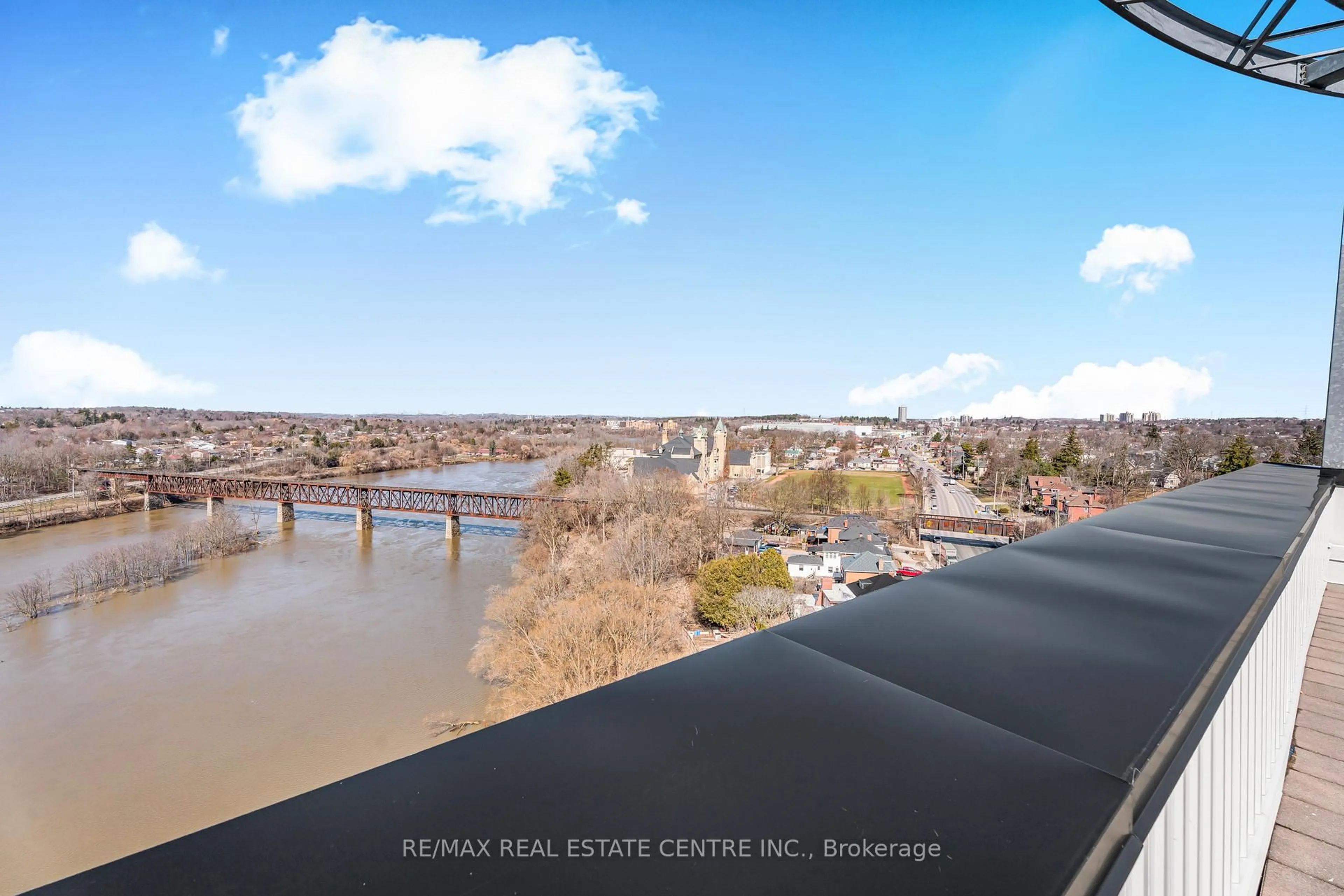 A pic from outside/outdoor area/front of a property/back of a property/a pic from drone, water/lake/river/ocean view for 170 Water St #501, Cambridge Ontario N1R 3B6