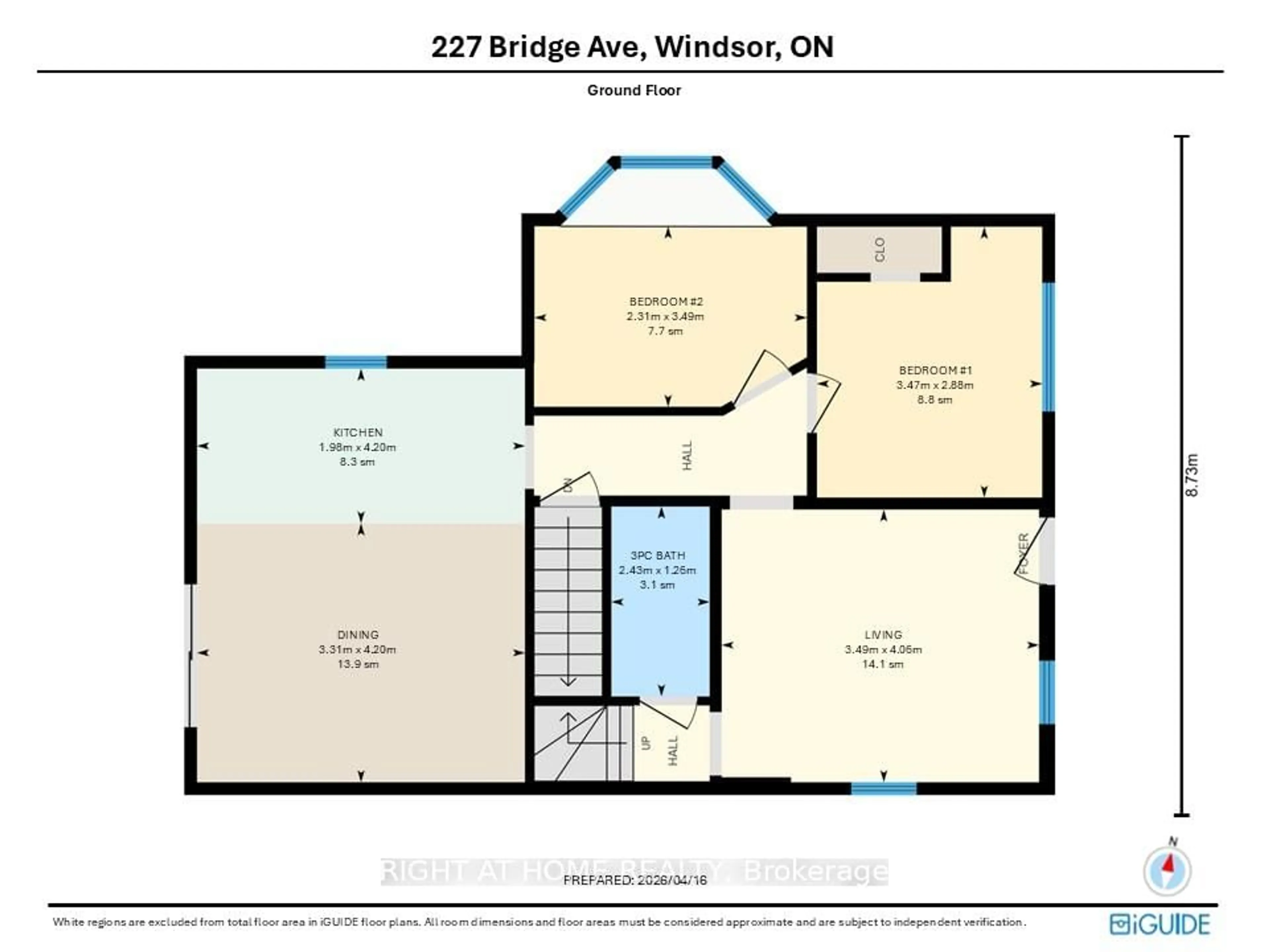 Floor plan for 227 Bridge Ave, Windsor Ontario N9B 2M1