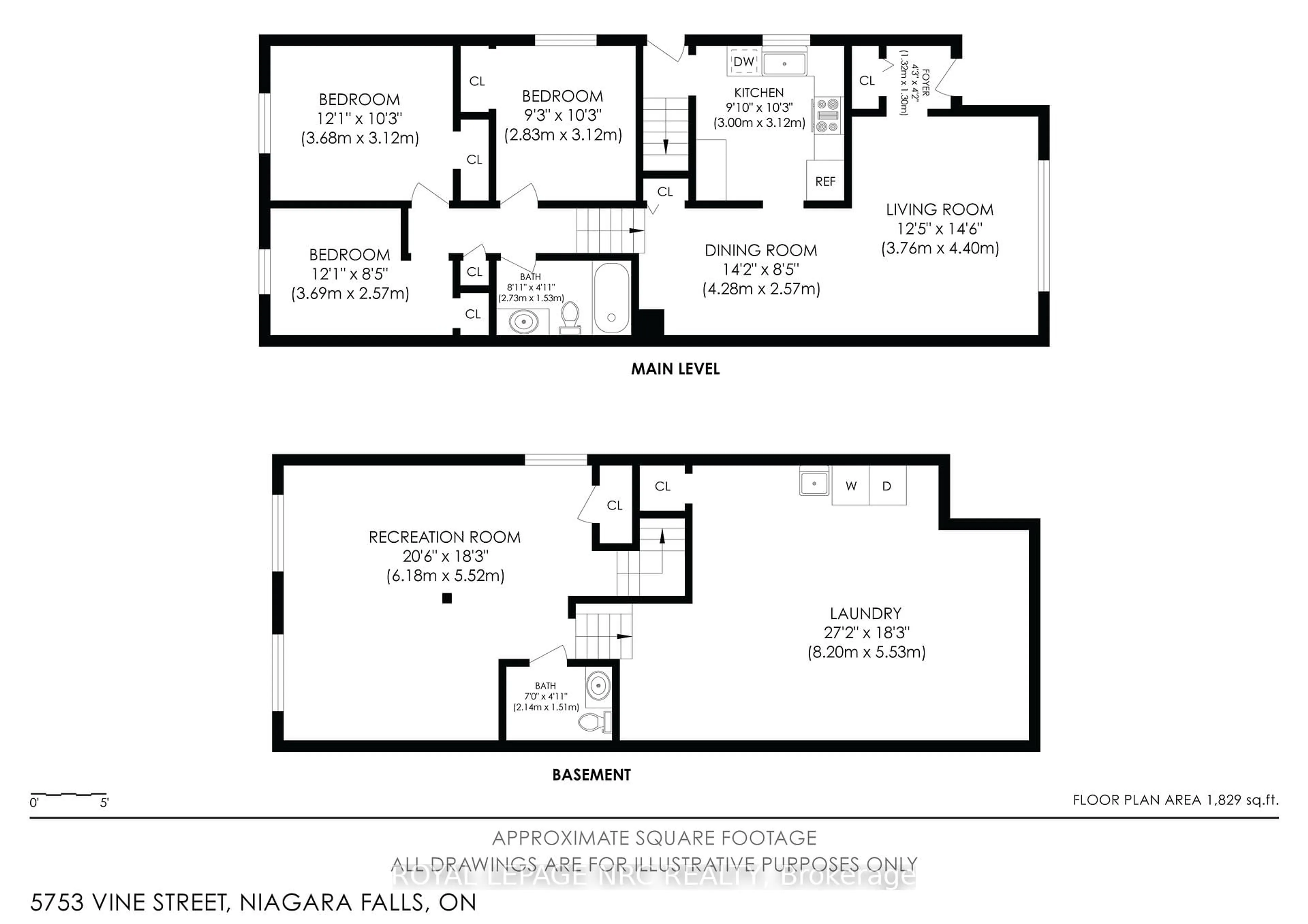 Floor plan for 5753 Vine St, Niagara Falls Ontario L2J 1K8