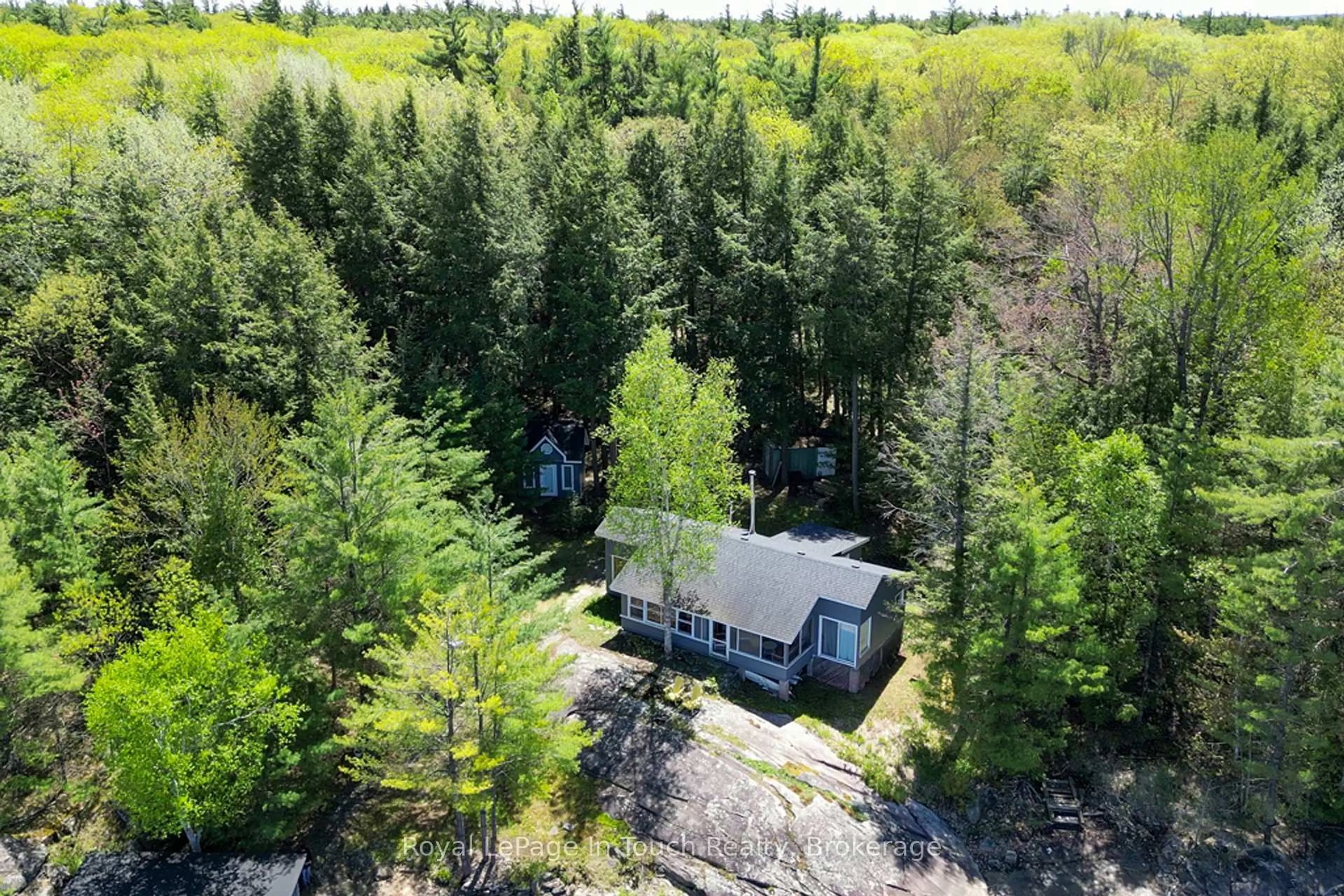A pic from outside/outdoor area/front of a property/back of a property/a pic from drone, forest/trees view for 15052 Georgian Bay Shore, Georgian Bay Ontario P0E 1E0