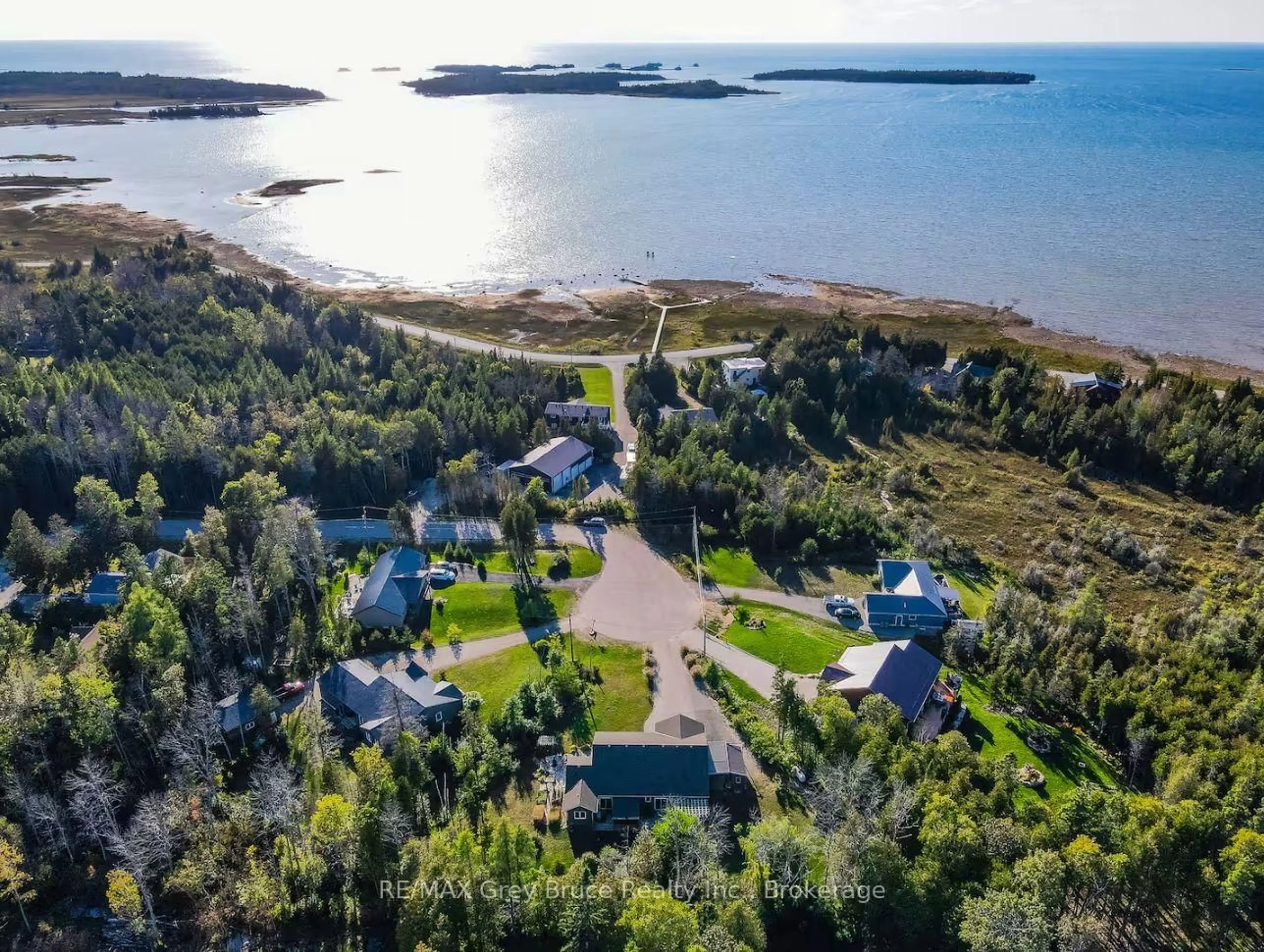 A pic from outside/outdoor area/front of a property/back of a property/a pic from drone, water/lake/river/ocean view for 10 WILLIAMSON Pl, South Bruce Peninsula Ontario N0H 2T0