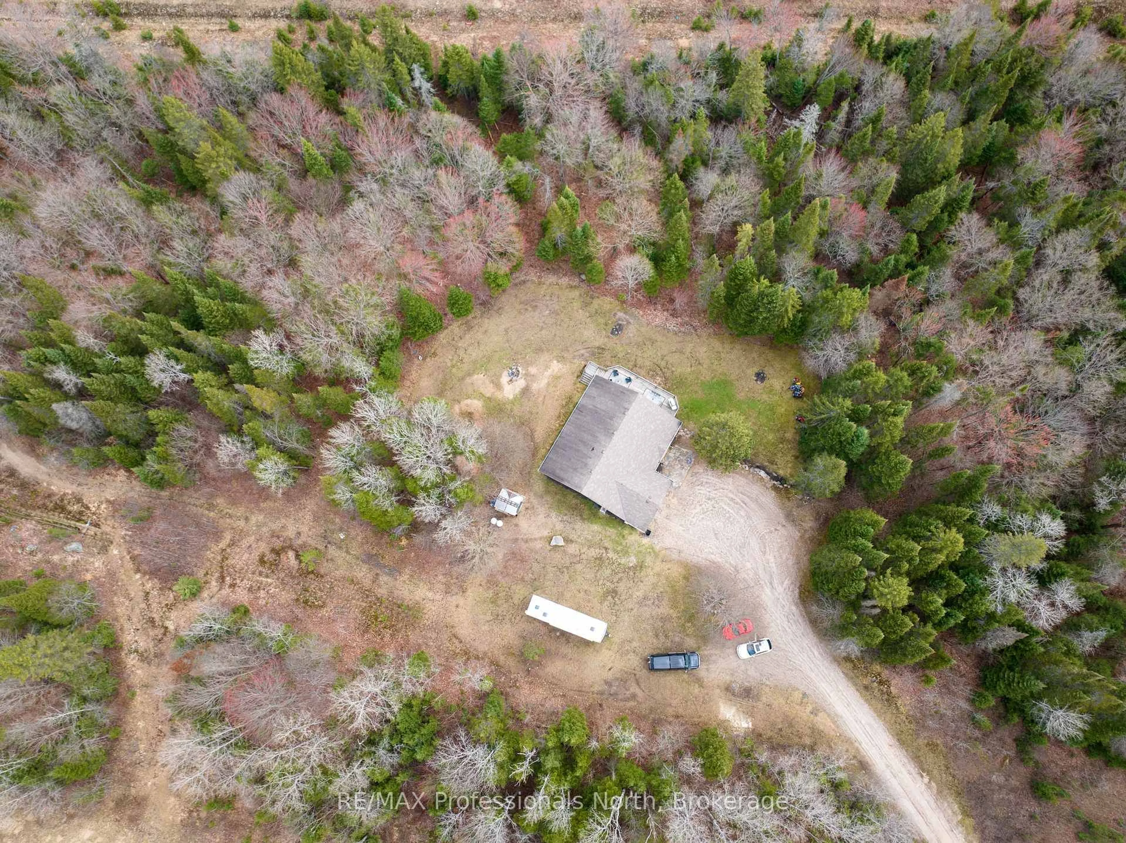 A pic from outside/outdoor area/front of a property/back of a property/a pic from drone, forest/trees view for 167 Old Government Rd, Perry Ontario P0A 1J0