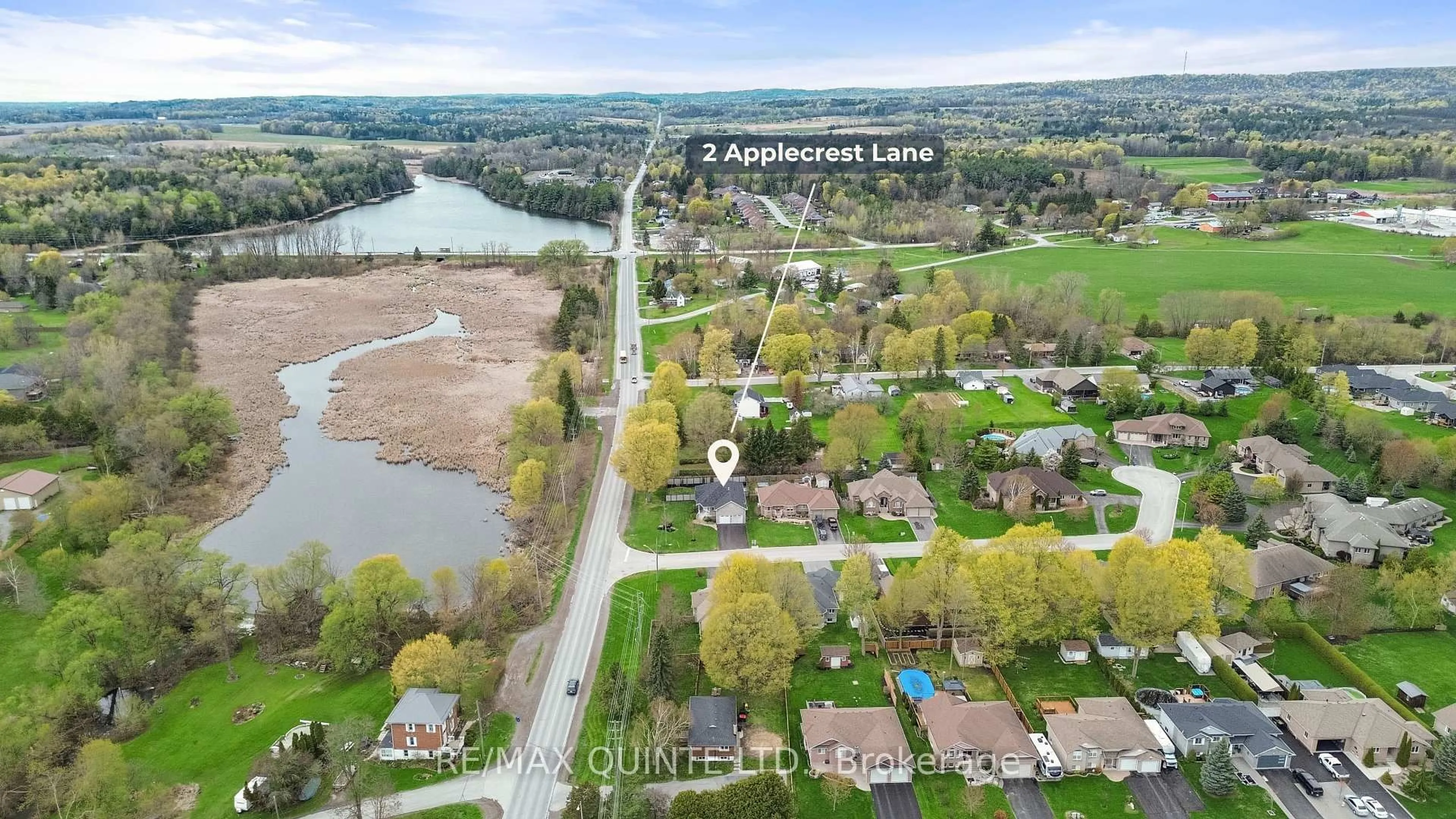 A pic from outside/outdoor area/front of a property/back of a property/a pic from drone, water/lake/river/ocean view for 2 Applecrest Lane, Ingleside Ontario K8V 5P4