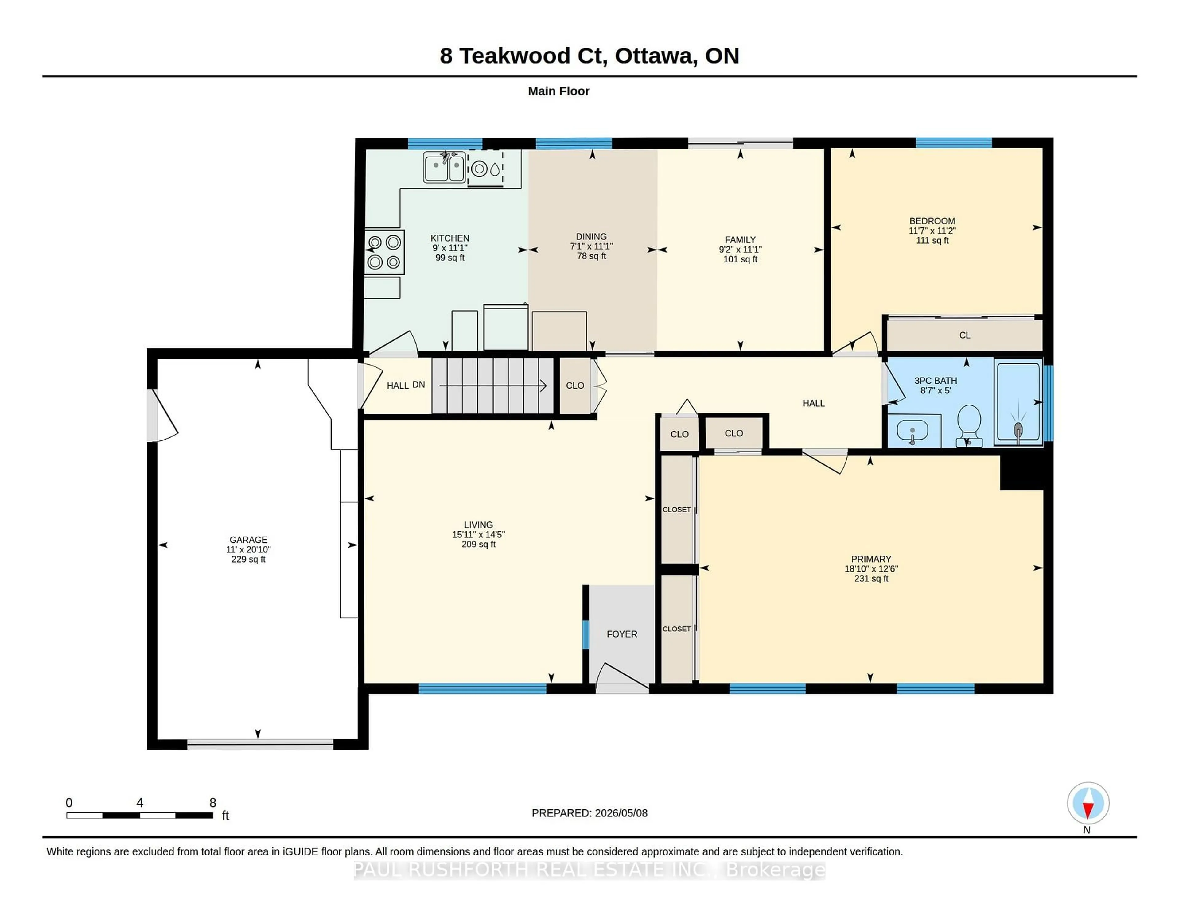 Floor plan for 8 Teakwood Crt, Ottawa Ontario K1K 4B4
