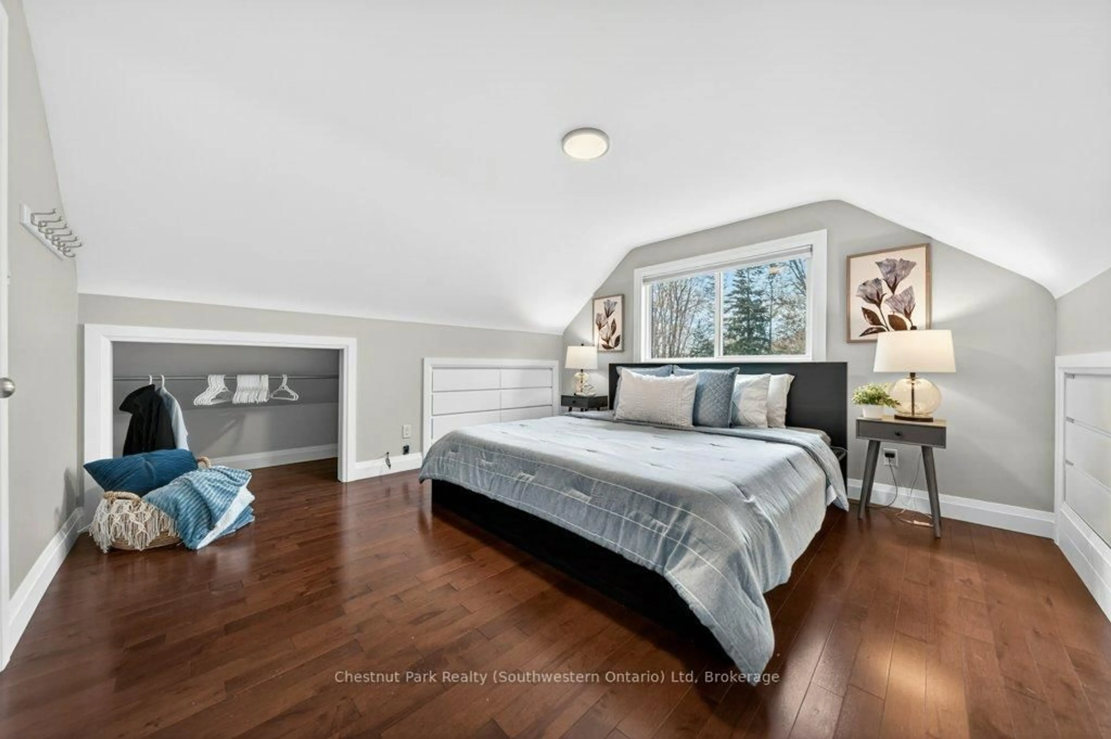 Bedroom with bed, wood/laminate floor for 76 Freeman Ave, Guelph Ontario N1H 4T3