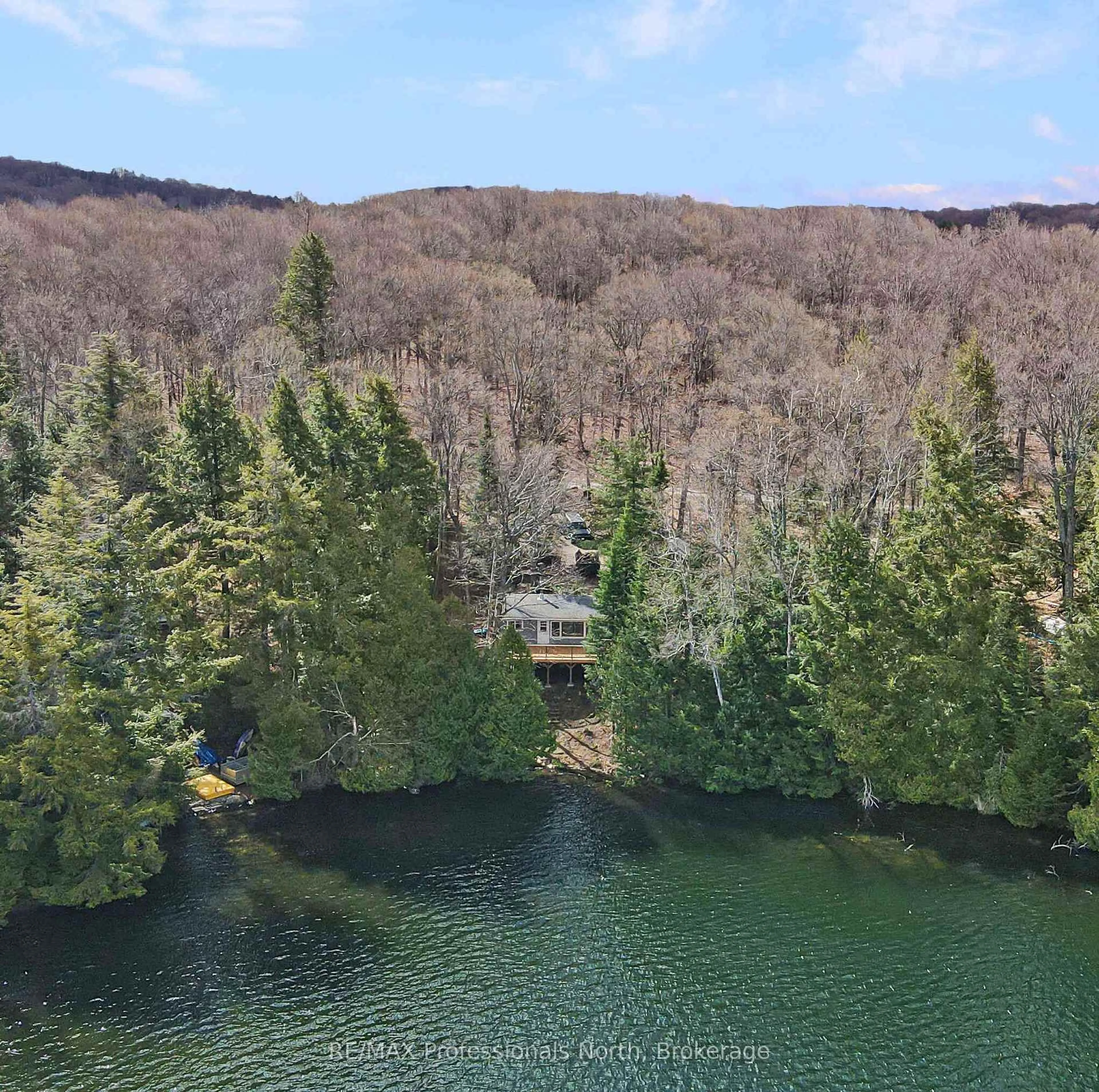 A pic from outside/outdoor area/front of a property/back of a property/a pic from drone, water/lake/river/ocean view for 1396 Betula Cres, Dysart et al Ontario K0L 1M1