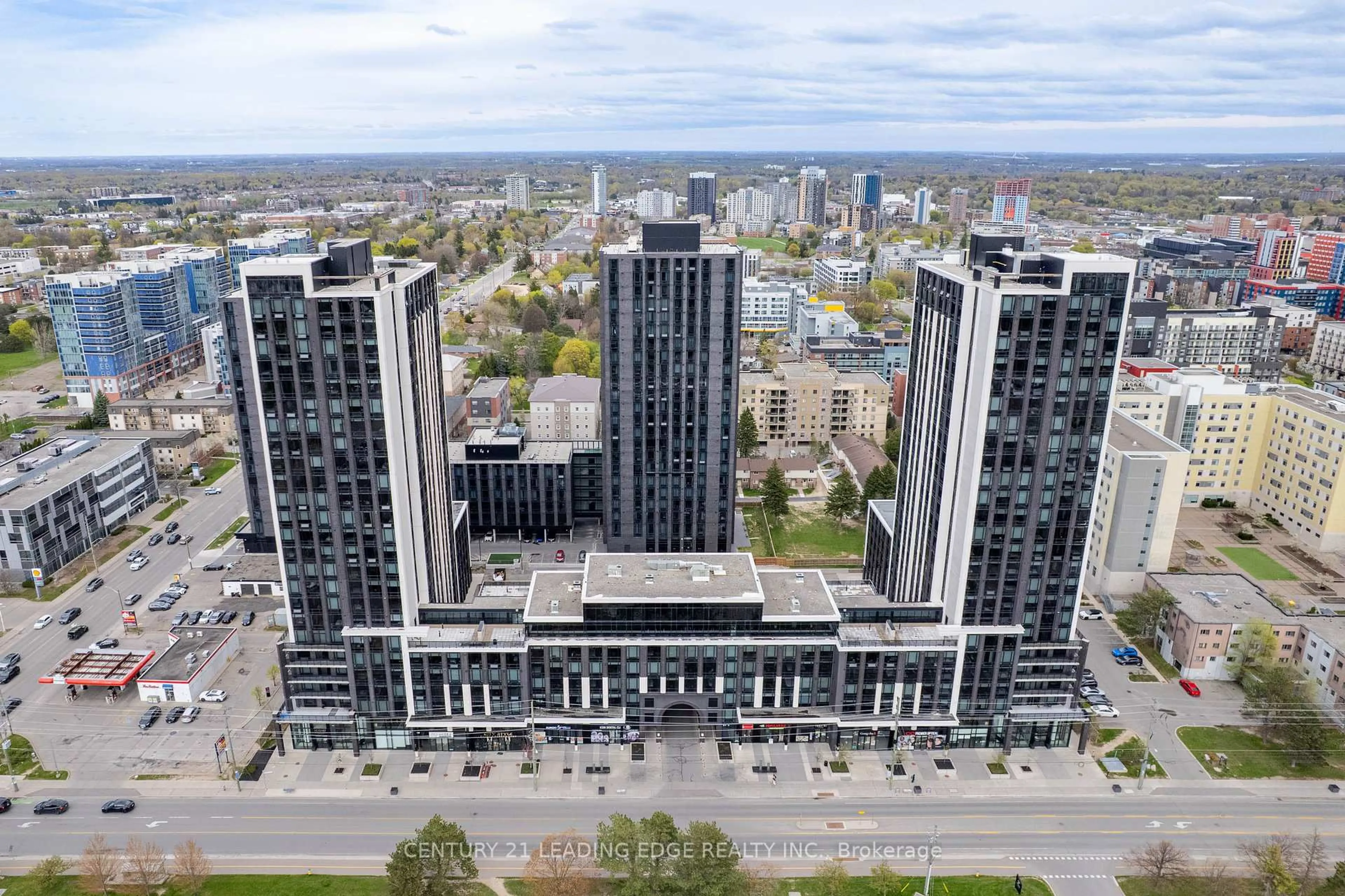 A pic from outside/outdoor area/front of a property/back of a property/a pic from drone, city buildings view from balcony for 330 Phillip St #C533, Waterloo Ontario N2L 3W9