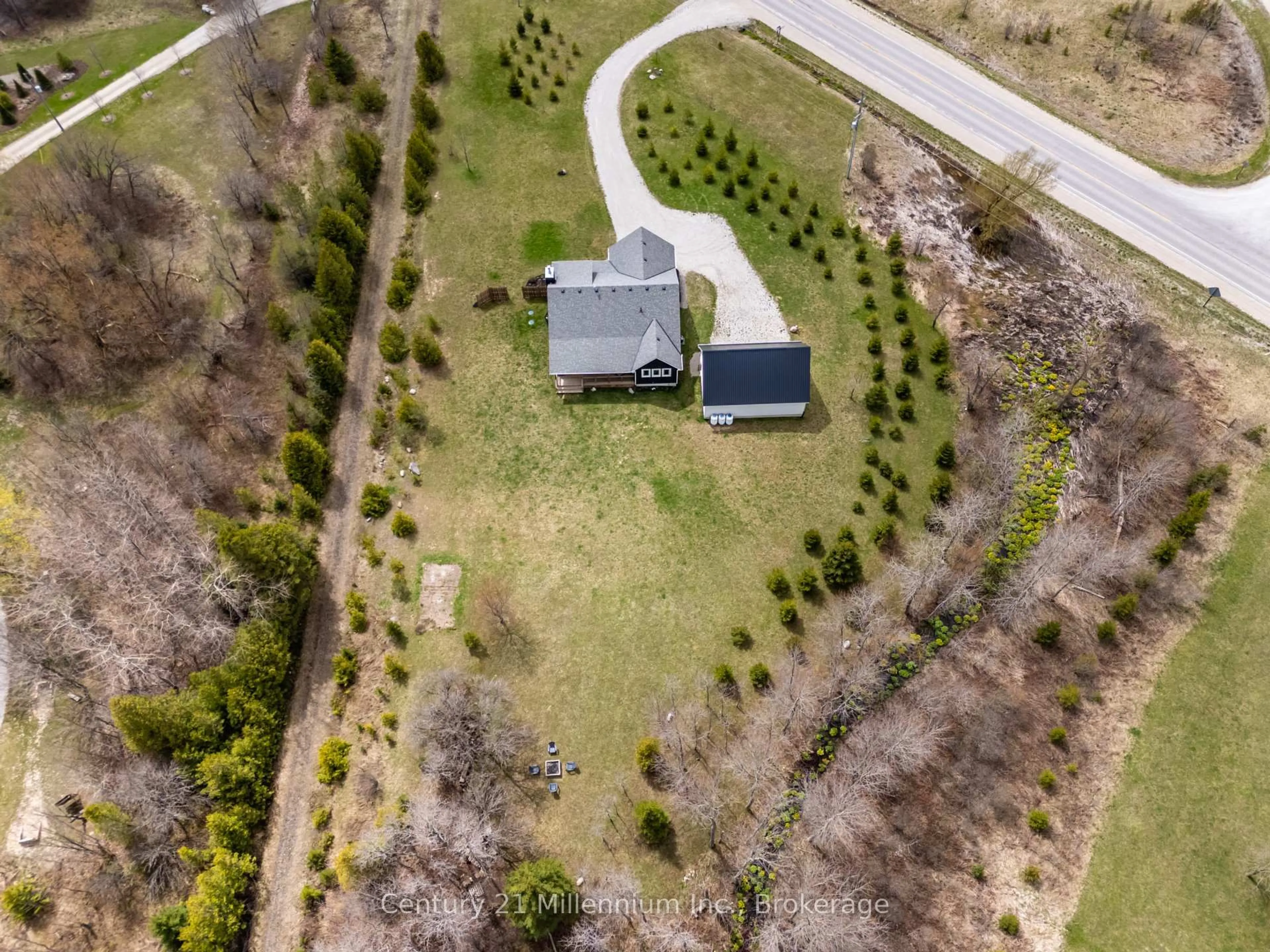 A pic from outside/outdoor area/front of a property/back of a property/a pic from drone, street for 405282 Grey Road 4, R.R.# 3, Grey Highlands Ontario N0C 1K0